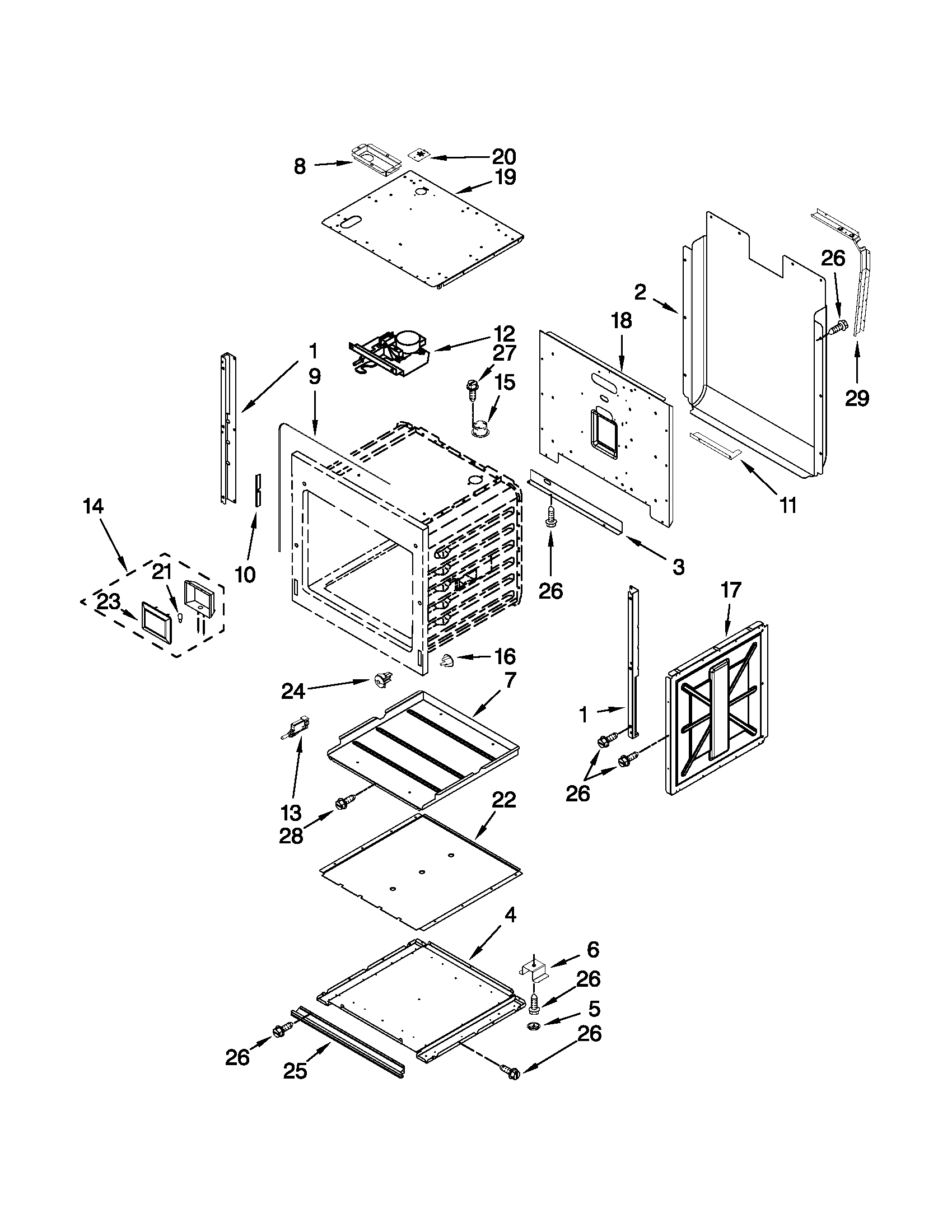 Jenn-Air JJW2727WB00 lower oven parts diagram