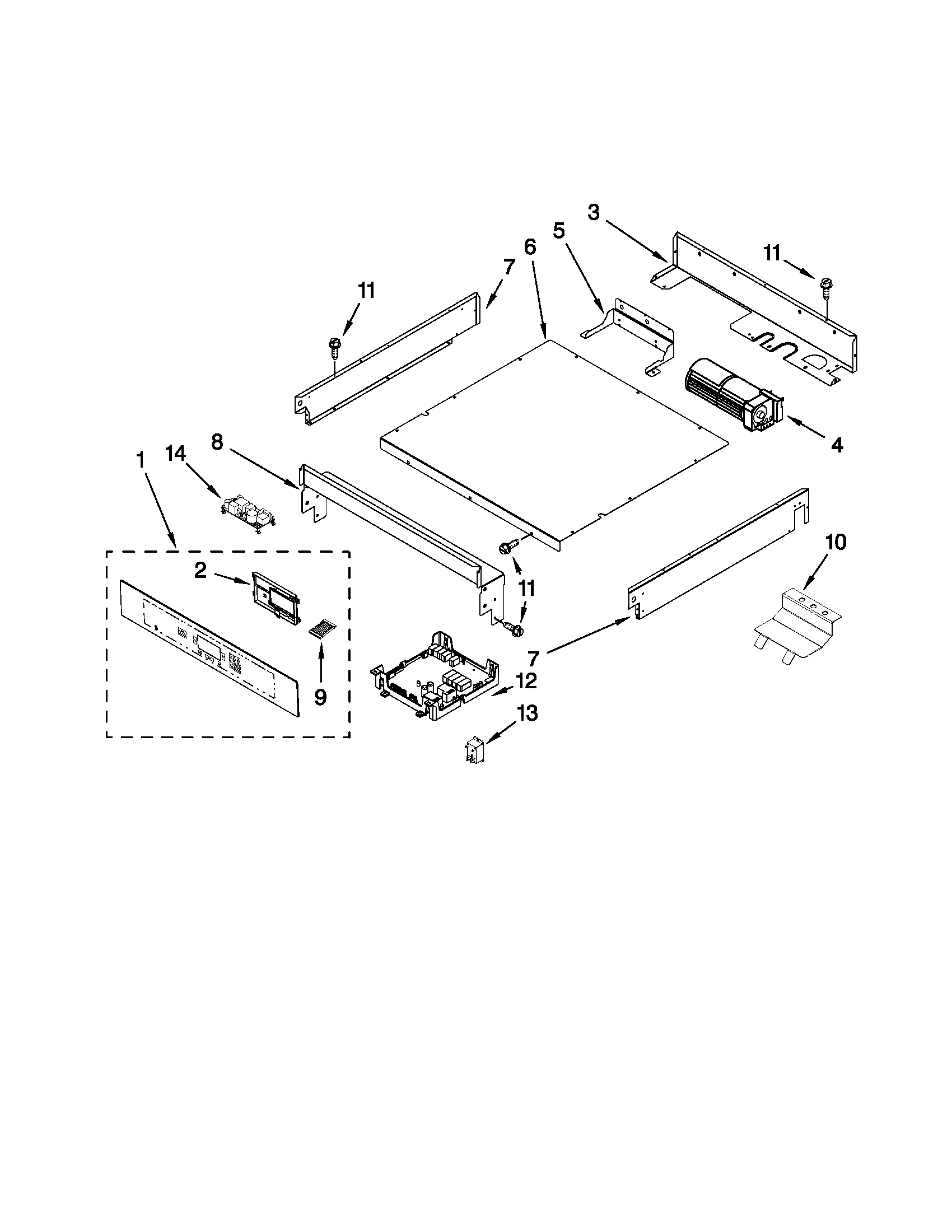 Jenn-Air JJW2727WB00 control panel parts diagram