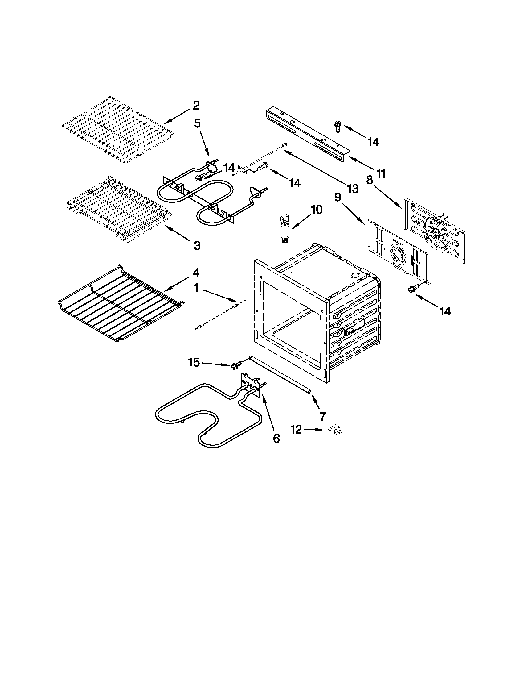 Jenn-Air JJW2827WS00 internal oven parts diagram