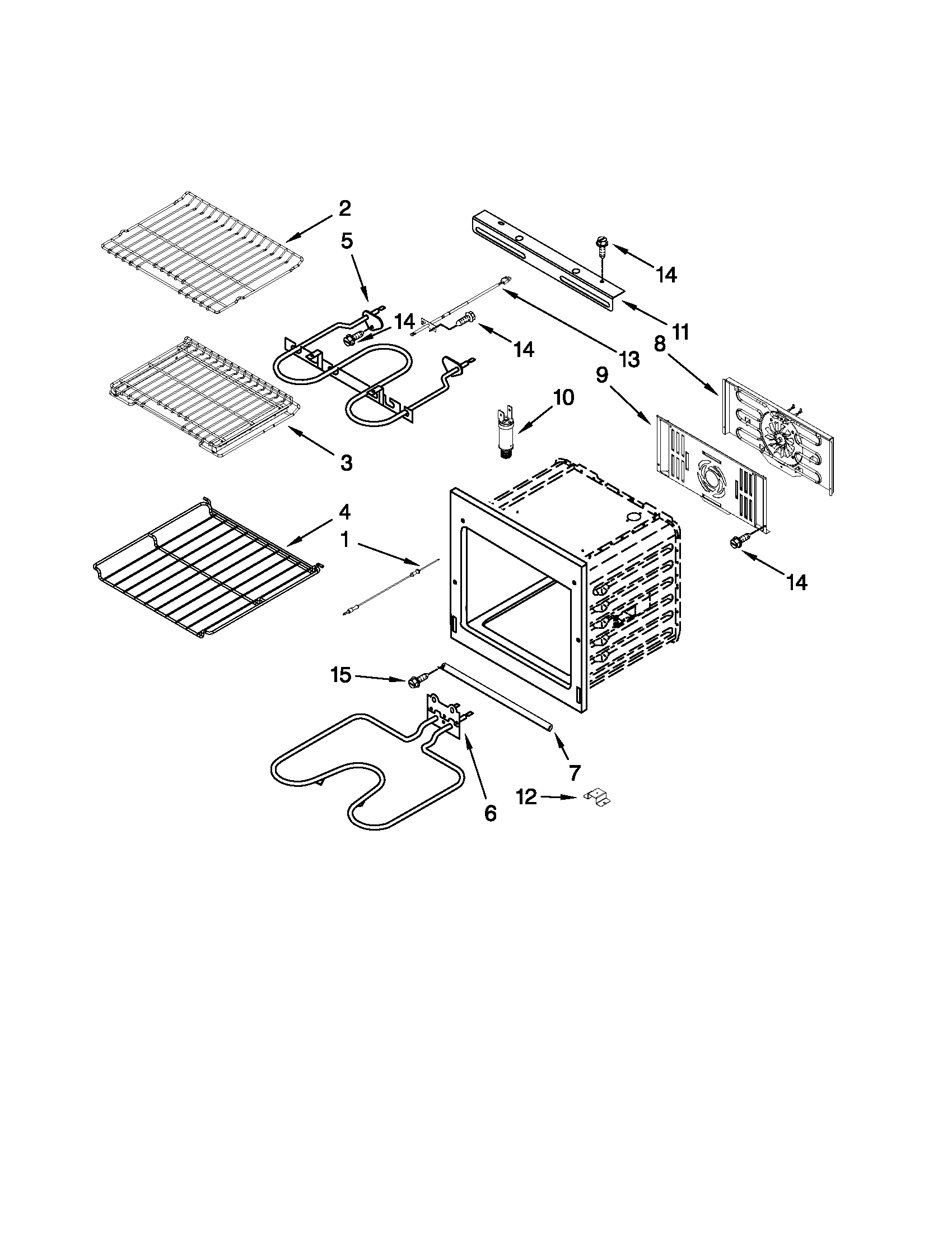 Jenn-Air JJW2830WP00 internal oven parts diagram