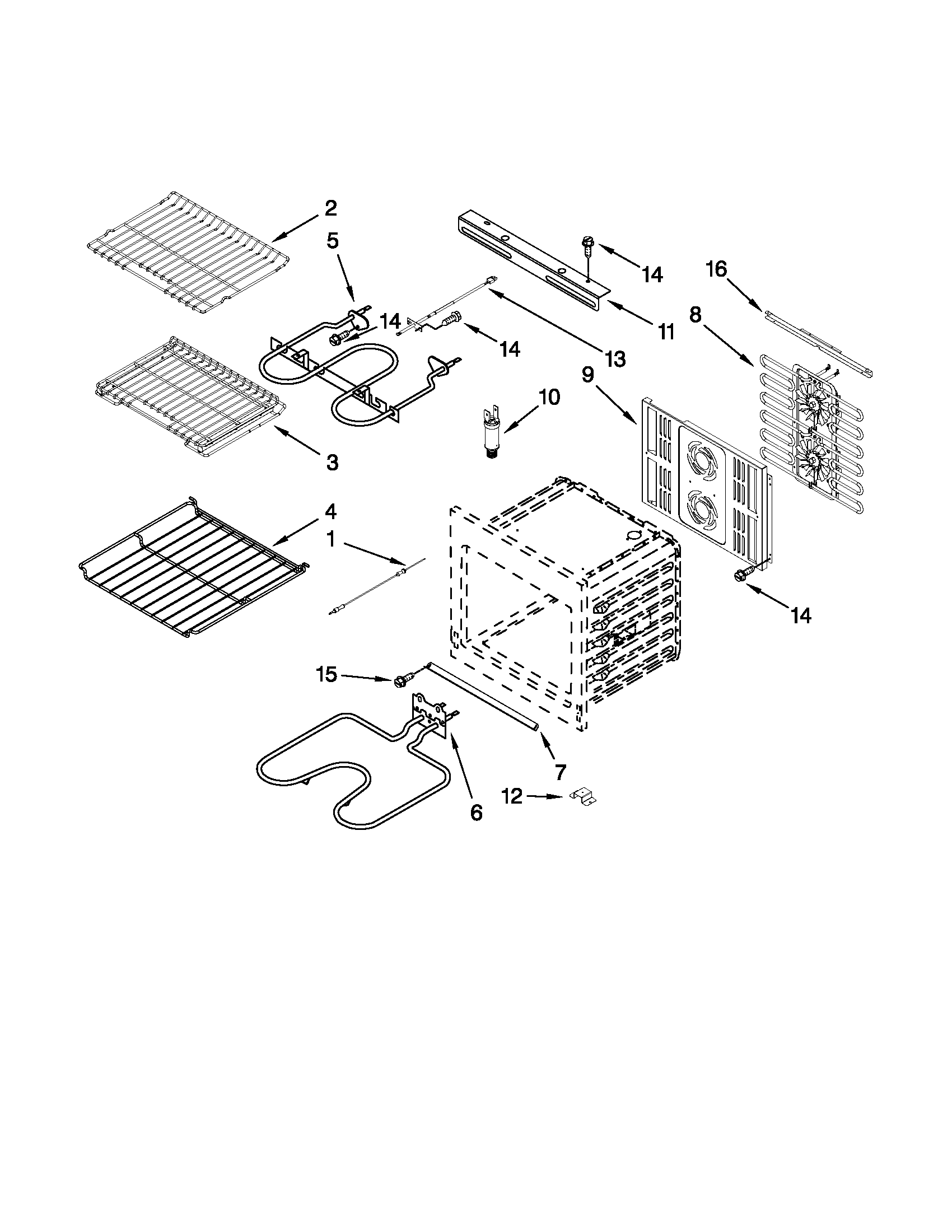Jenn-Air JJW3830WP00 internal oven parts diagram