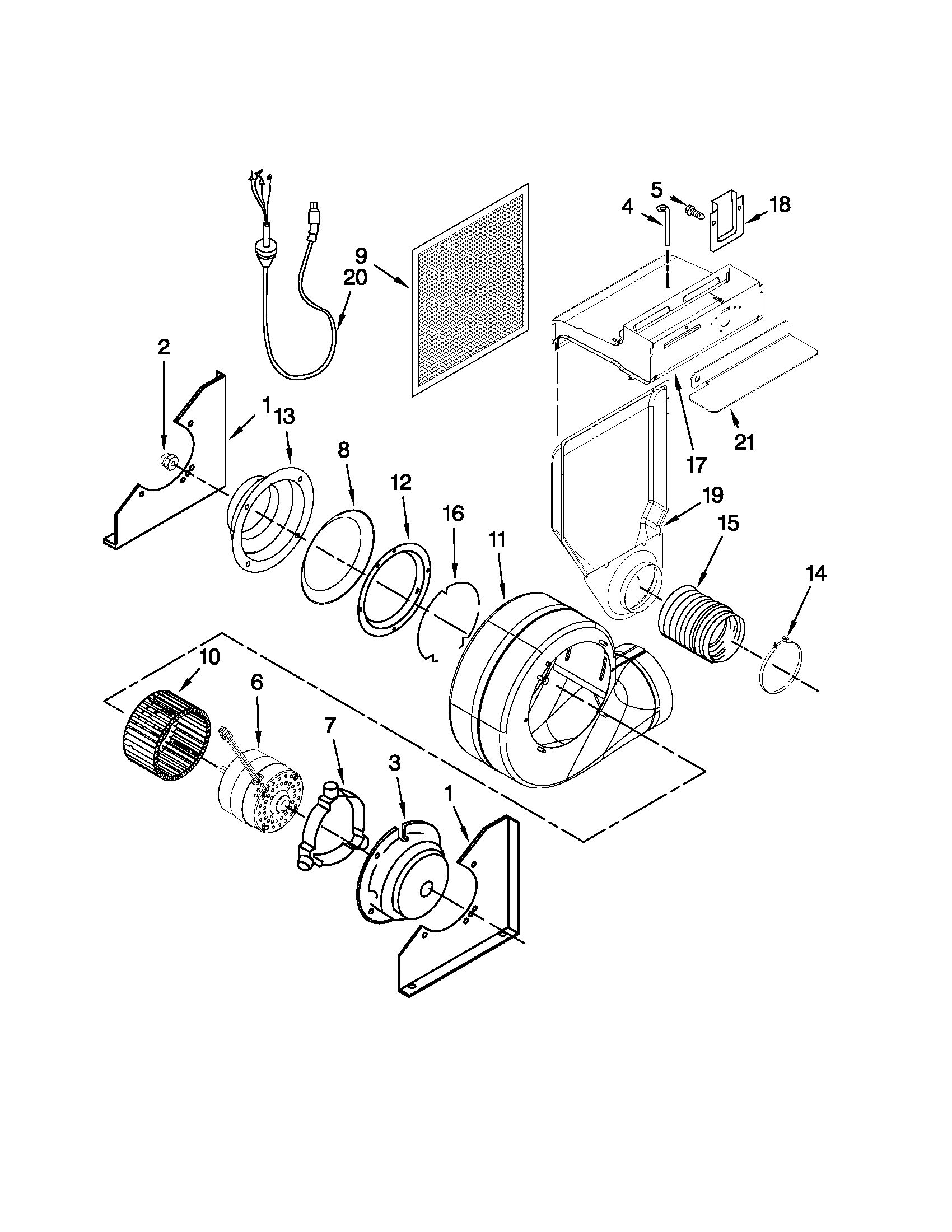 Jenn-Air JES9900BCB20 blower assembly parts diagram