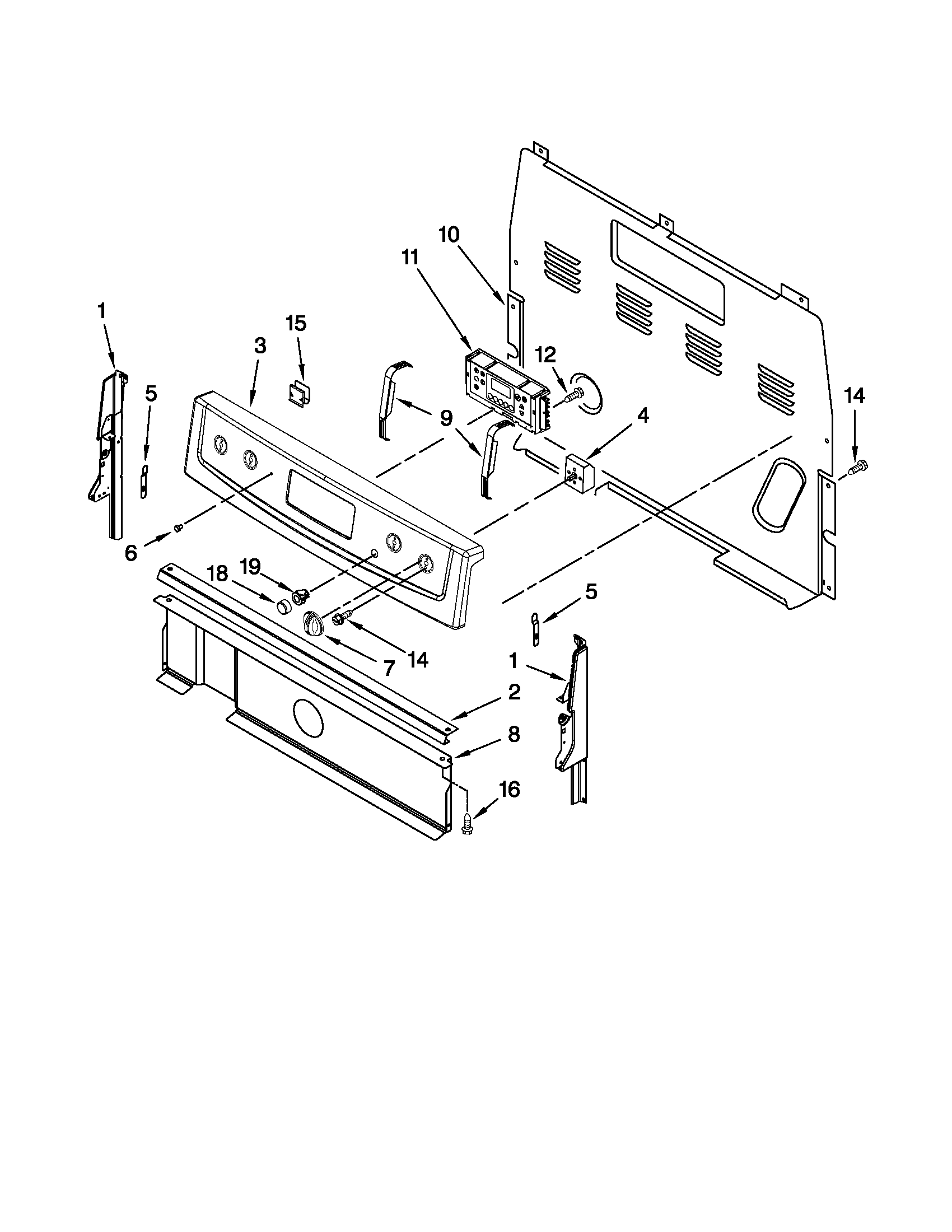 Maytag MER7664XW1 control panel parts diagram
