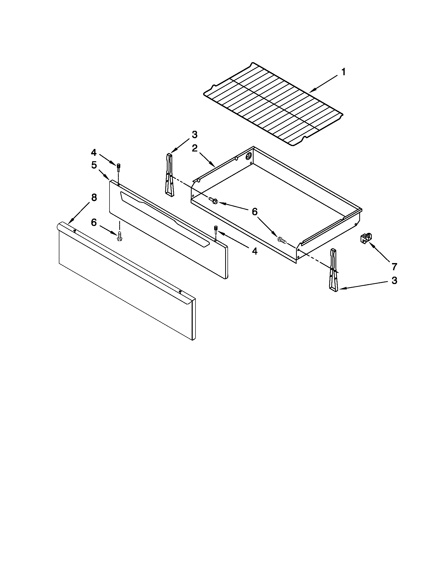 Maytag MER7664XW1 drawer and rack parts diagram