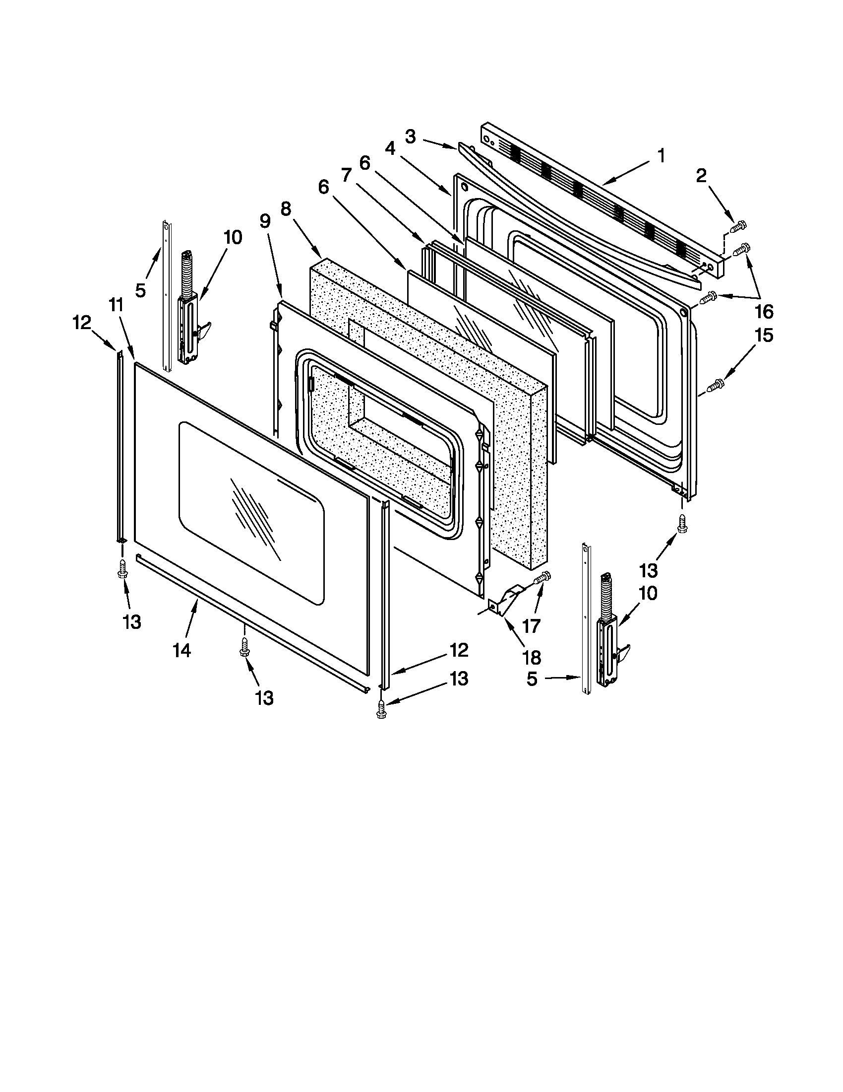 Maytag MER7664XW1 door parts diagram
