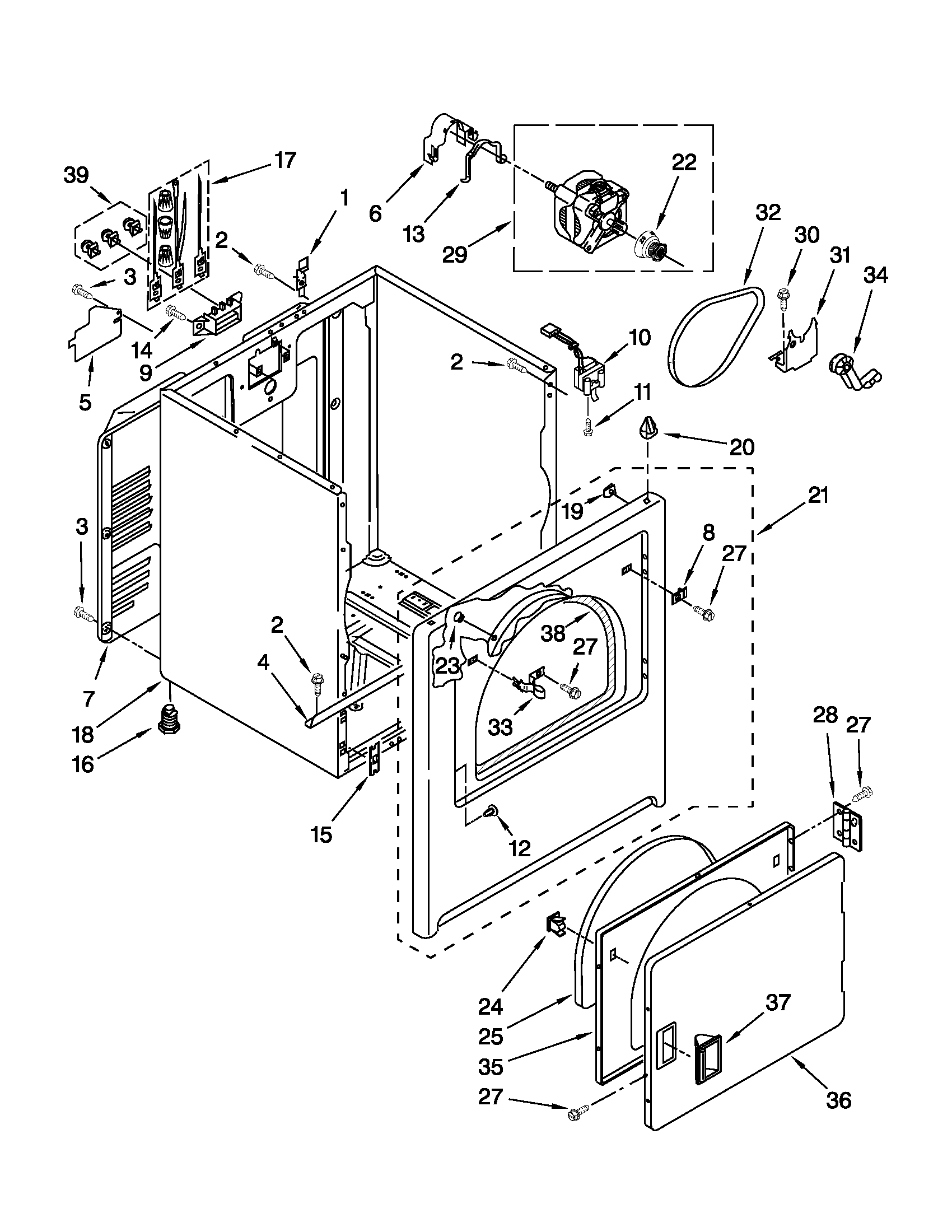 Amana NED4700YQ0 cabinet parts diagram