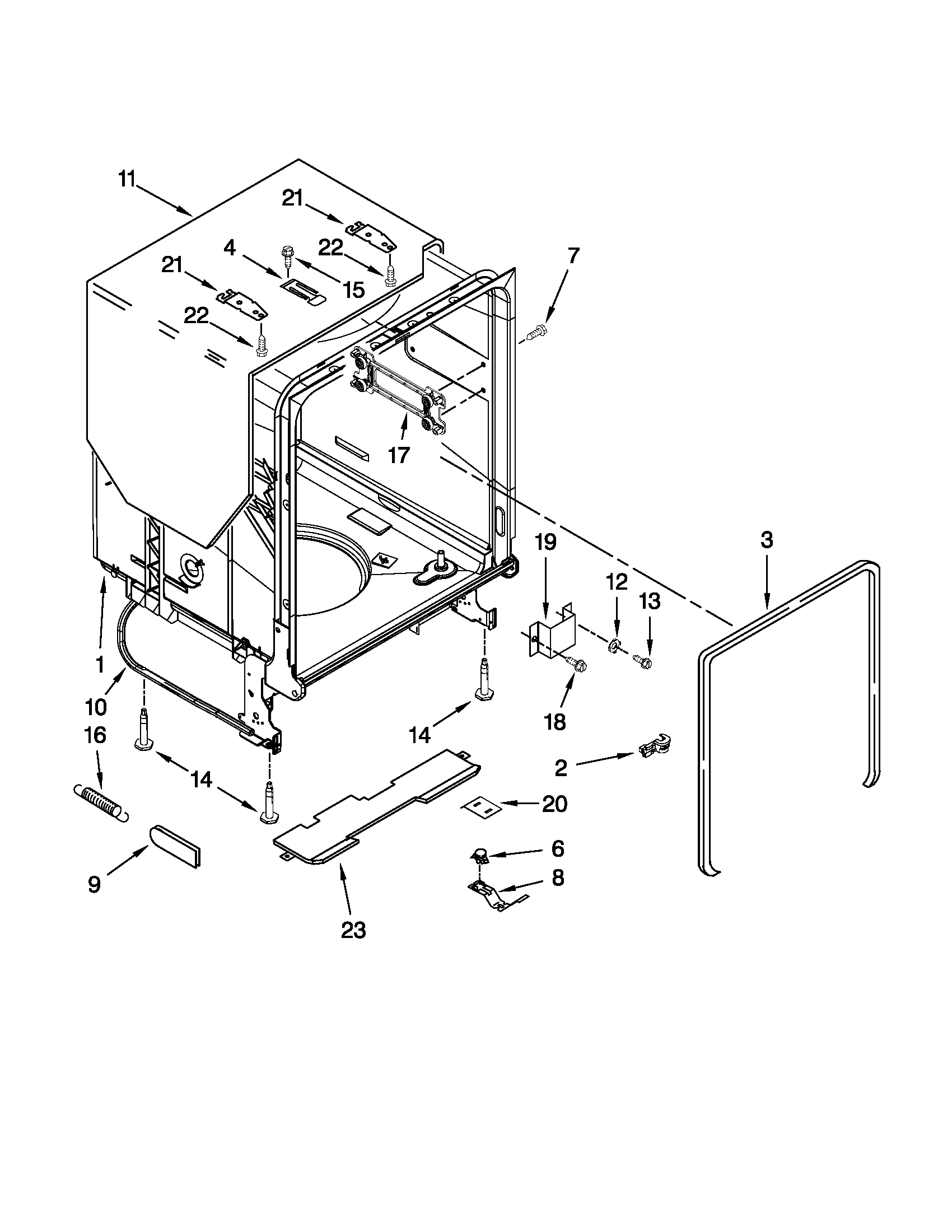 Maytag MDB6769PAQ0 tub and frame parts diagram