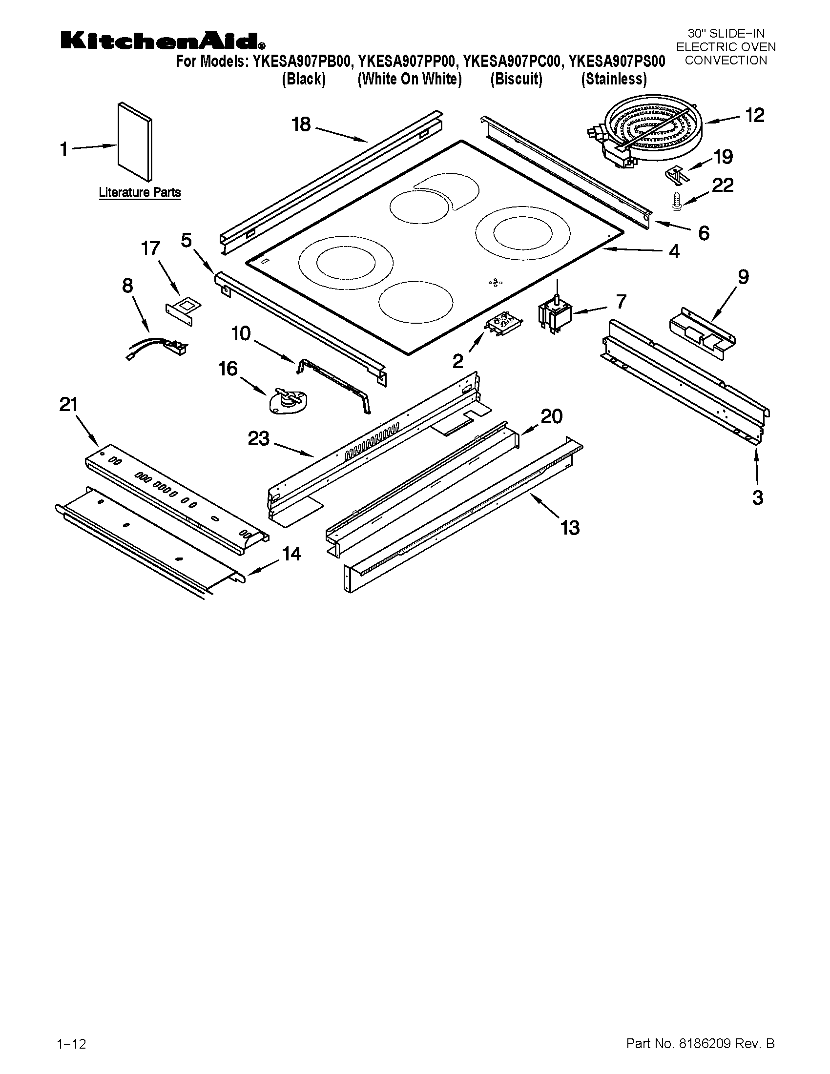 KitchenAid YKESA907PC00 cooktop parts diagram