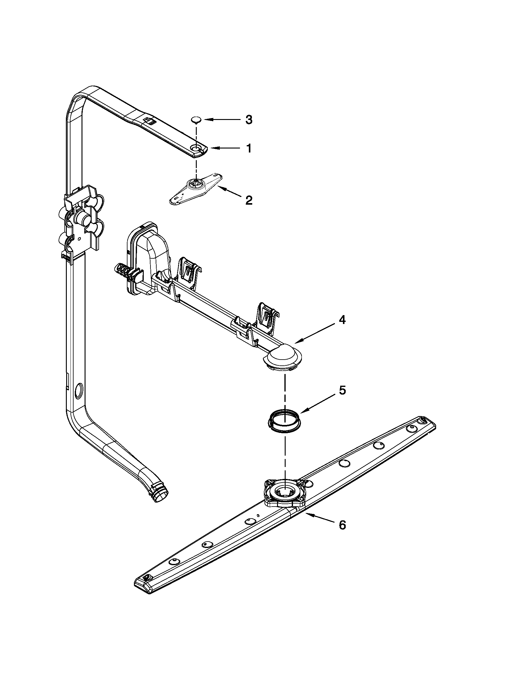 Whirlpool 7WDF530PAYM2 upper wash and rinse parts diagram