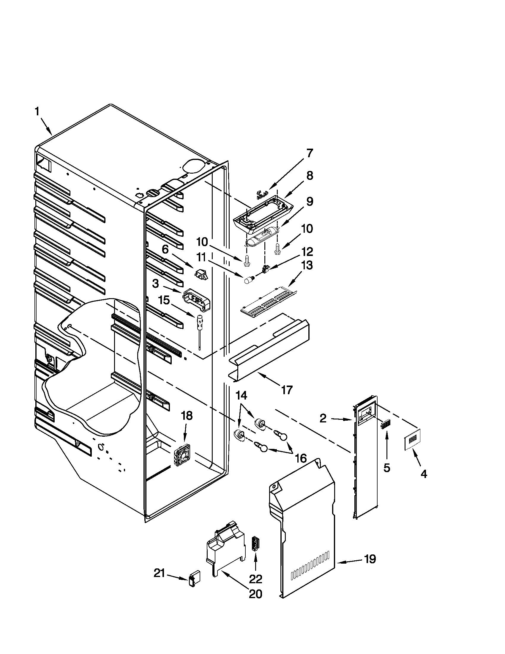 Whirlpool 3WSC20N4XY01 refrigerator liner parts diagram