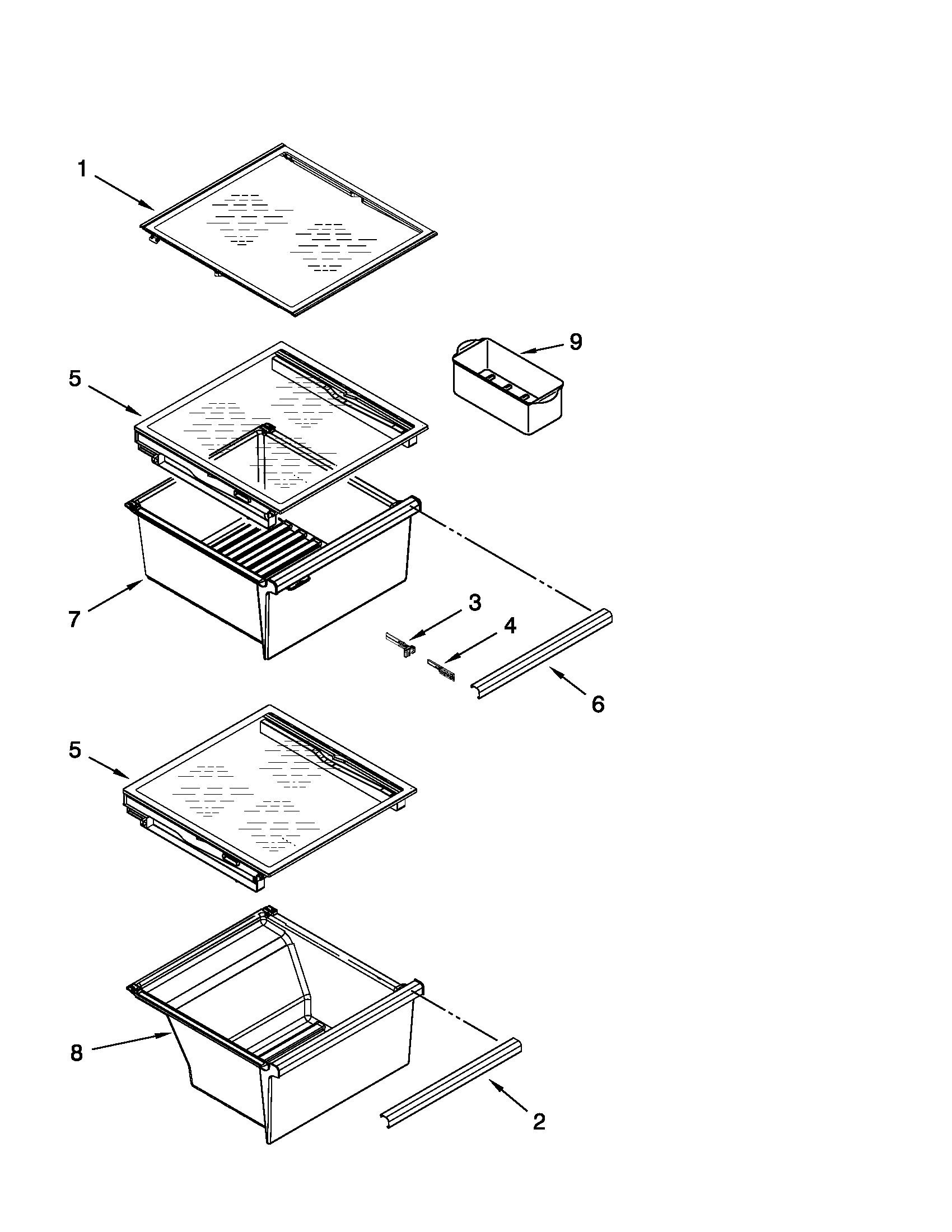 Whirlpool 3WSC20N4XY01 refrigerator shelf parts diagram