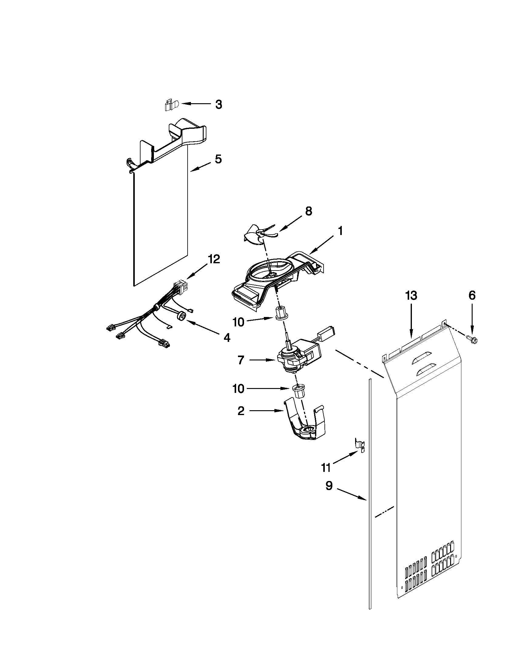 Whirlpool 3WSC20N4XY01 air flow parts diagram