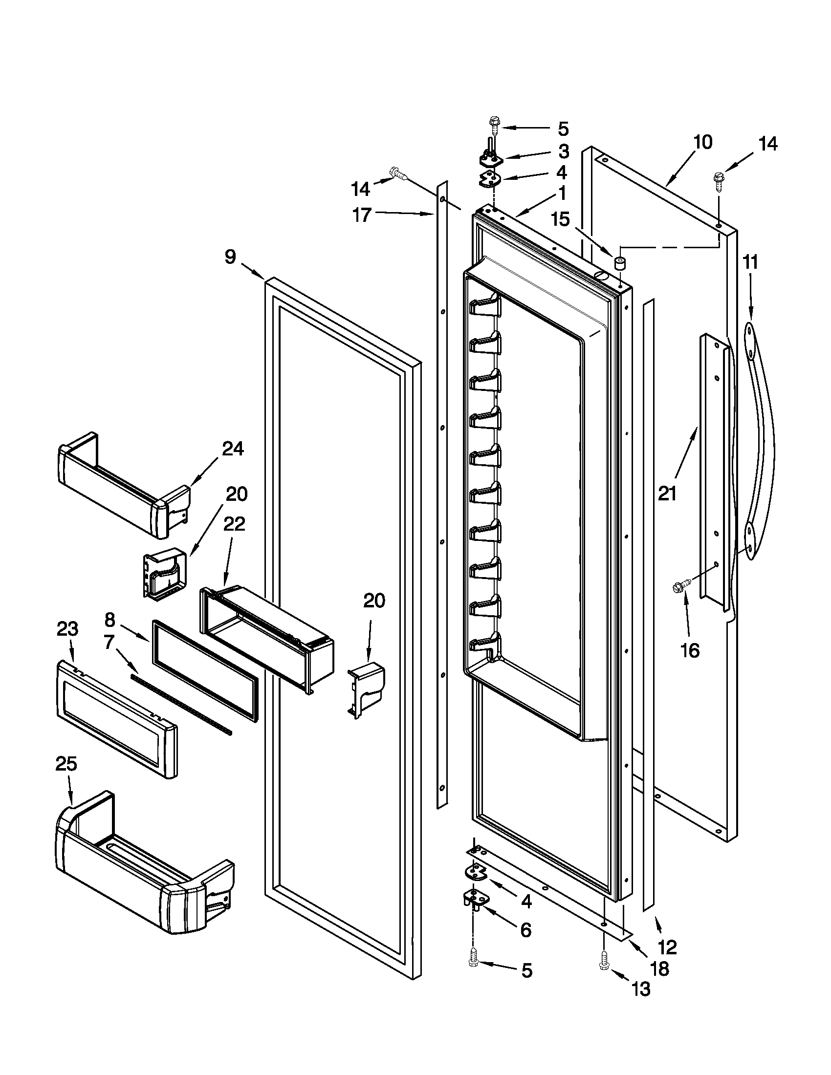 KitchenAid KSSC36QTS05 refrigerator door parts diagram