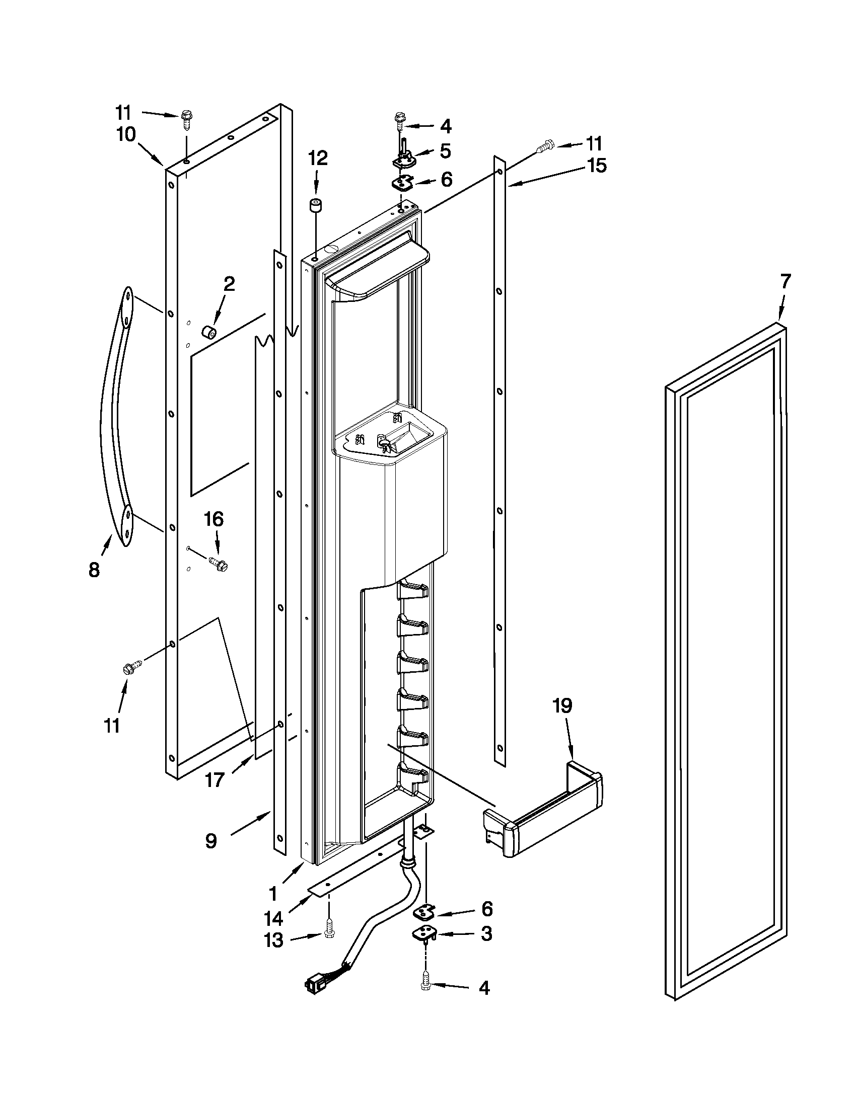 KitchenAid KSSC36QTS05 freezer door parts diagram