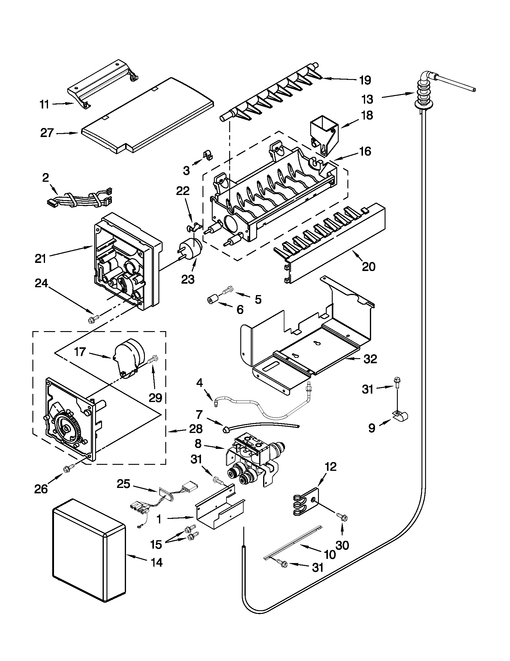 KitchenAid KSSC36QTS05 icemaker parts diagram