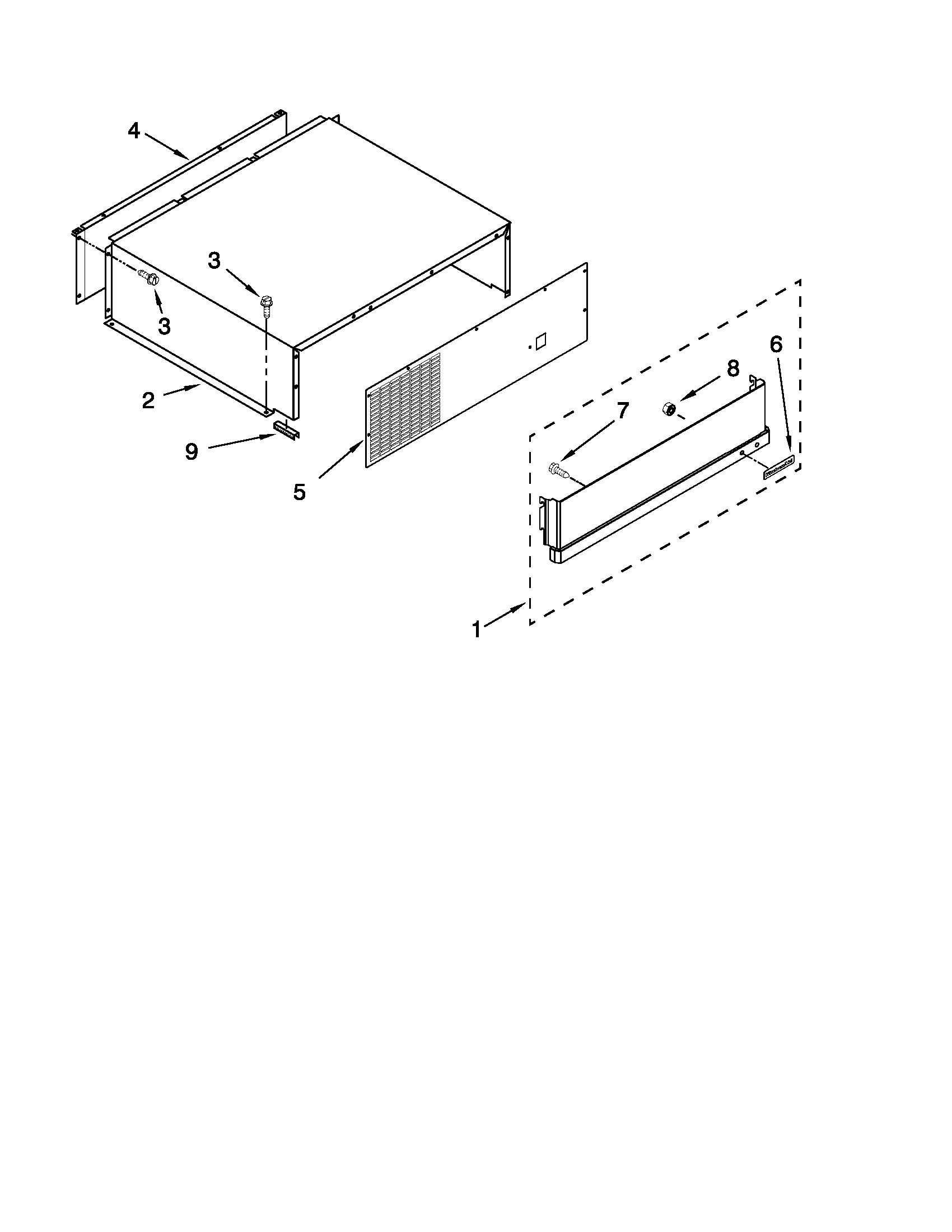 KitchenAid KSSC42FTS15 top grille and unit cover parts diagram