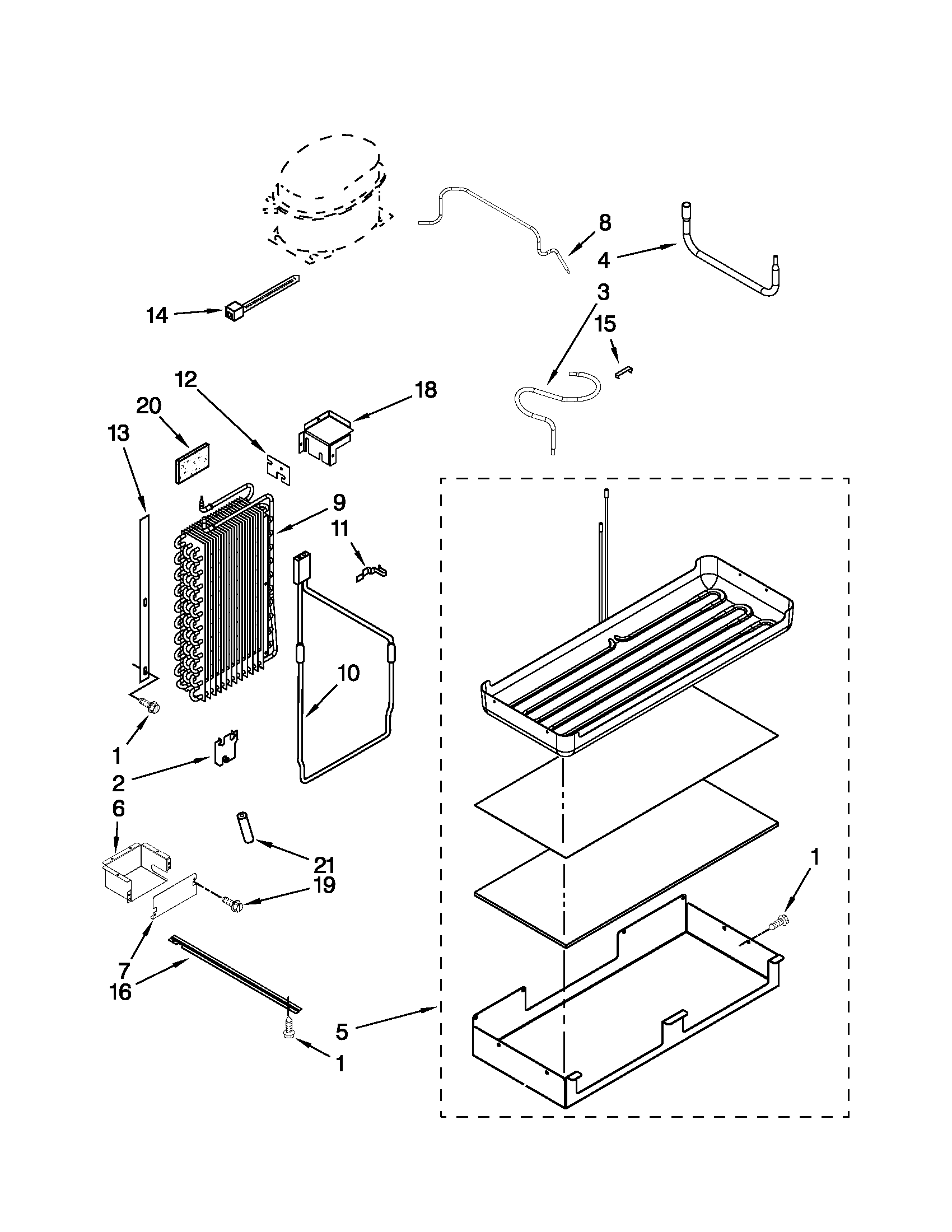 KitchenAid KSSC42FTS15 lower unit and tube parts diagram