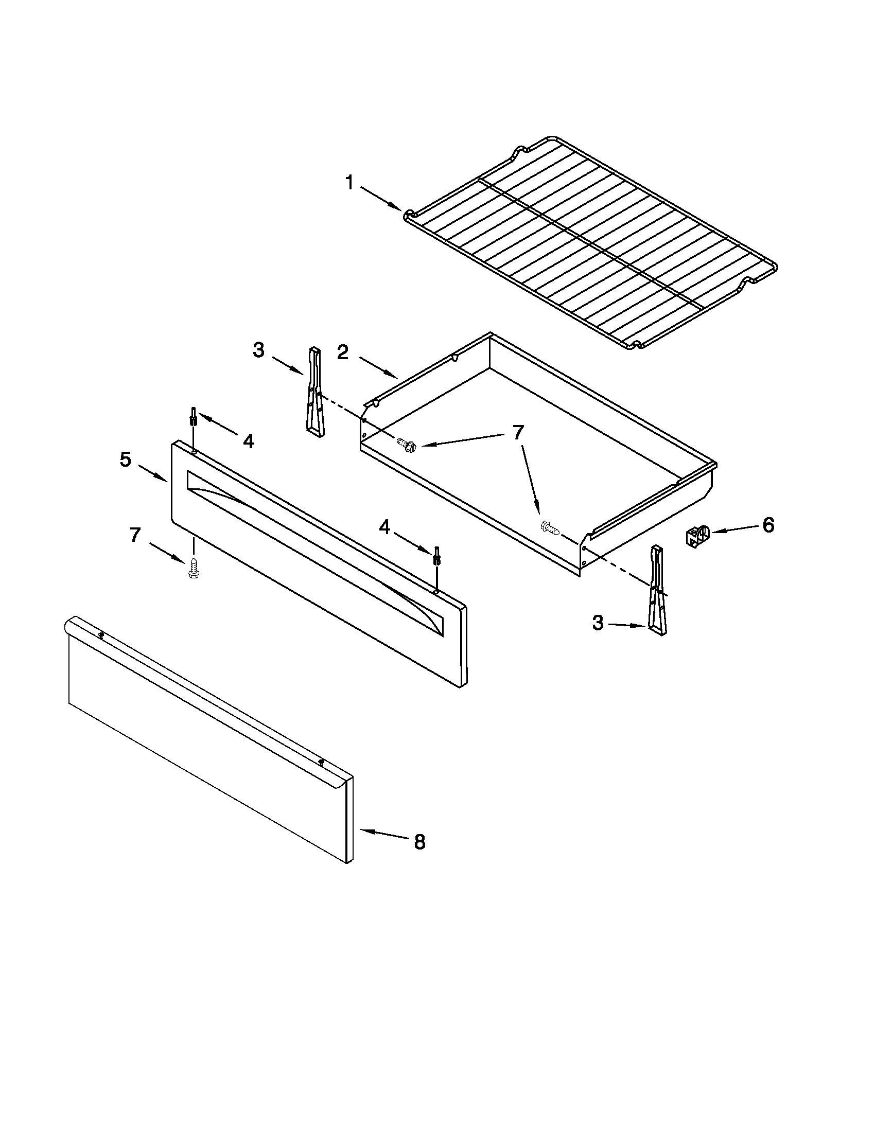 Maytag MGR7665WW2 drawer & broiler parts diagram