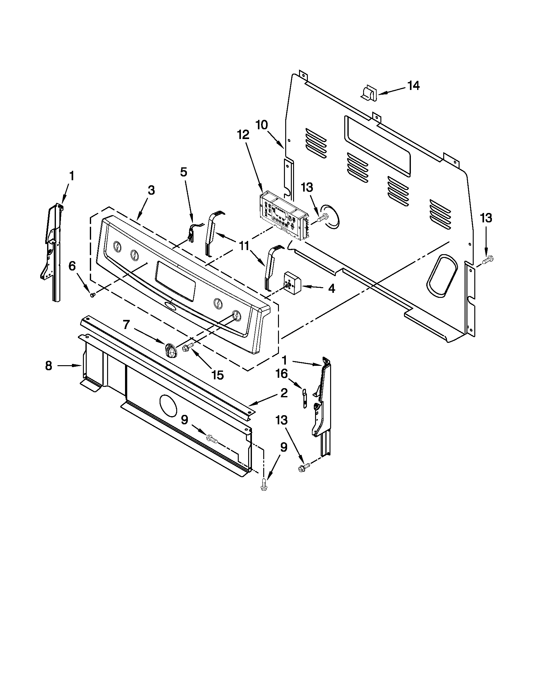 Maytag YMER5605YW1 control panel parts diagram