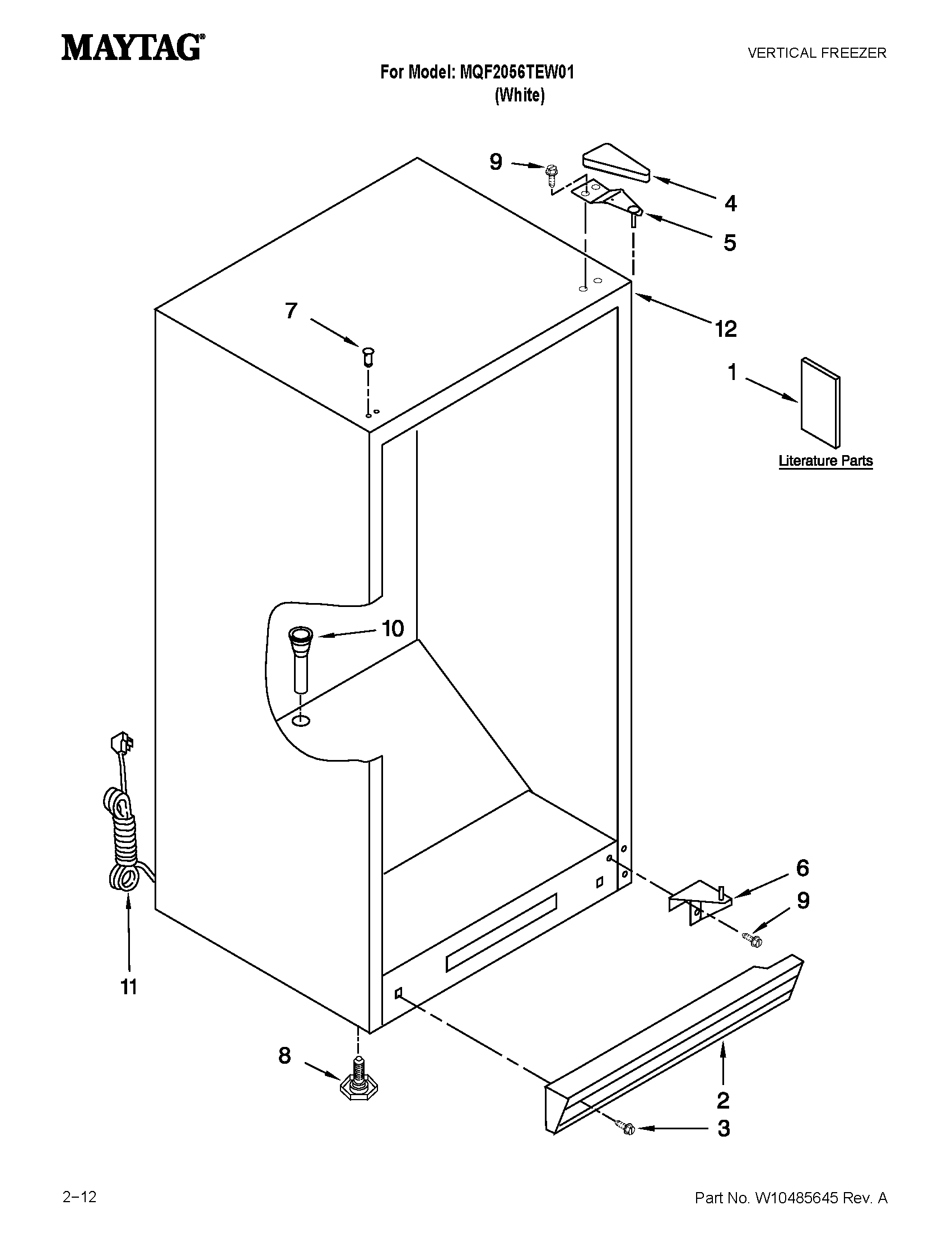 Maytag MQF2056TEW01 cabinet parts diagram