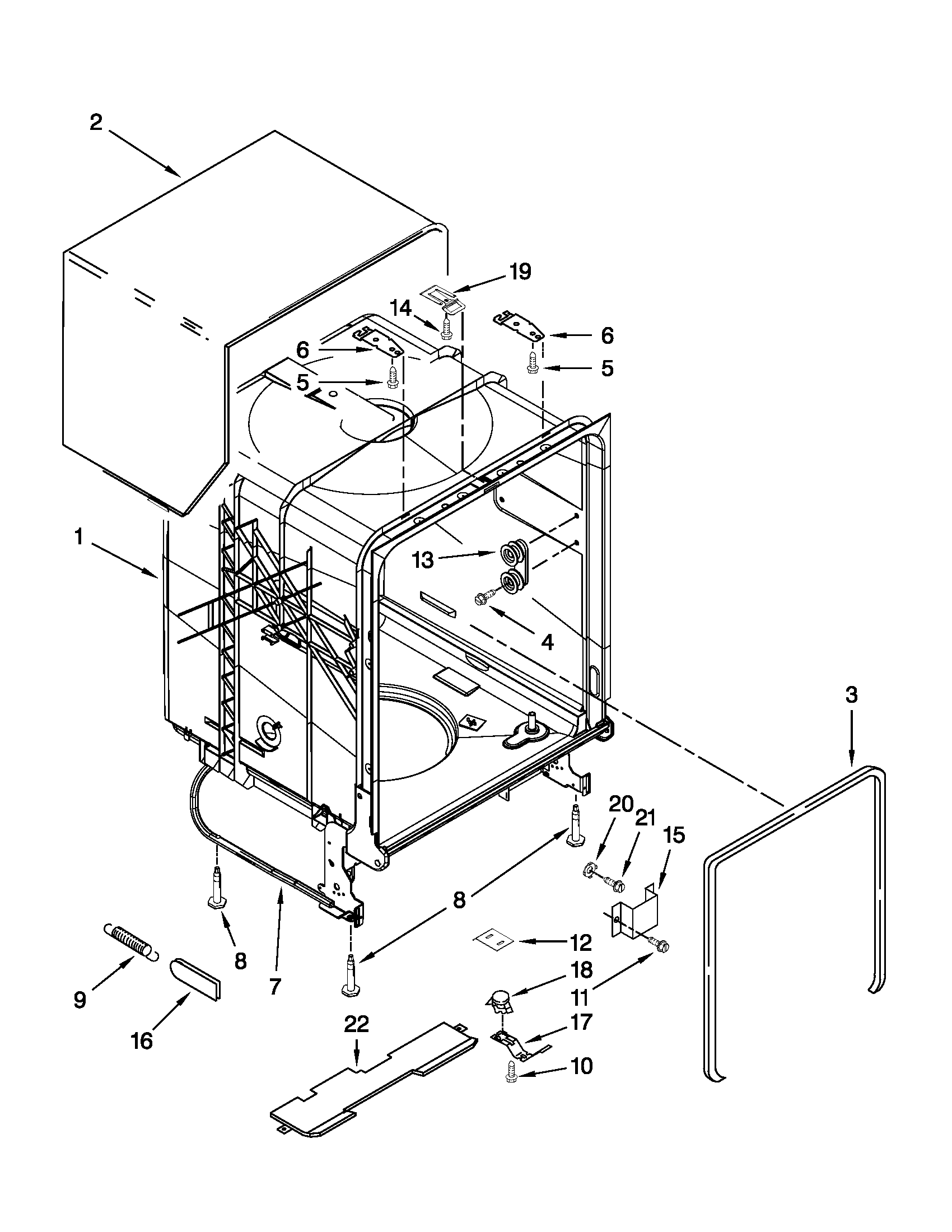 Maytag MDBH949PAB0 tub and frame parts diagram