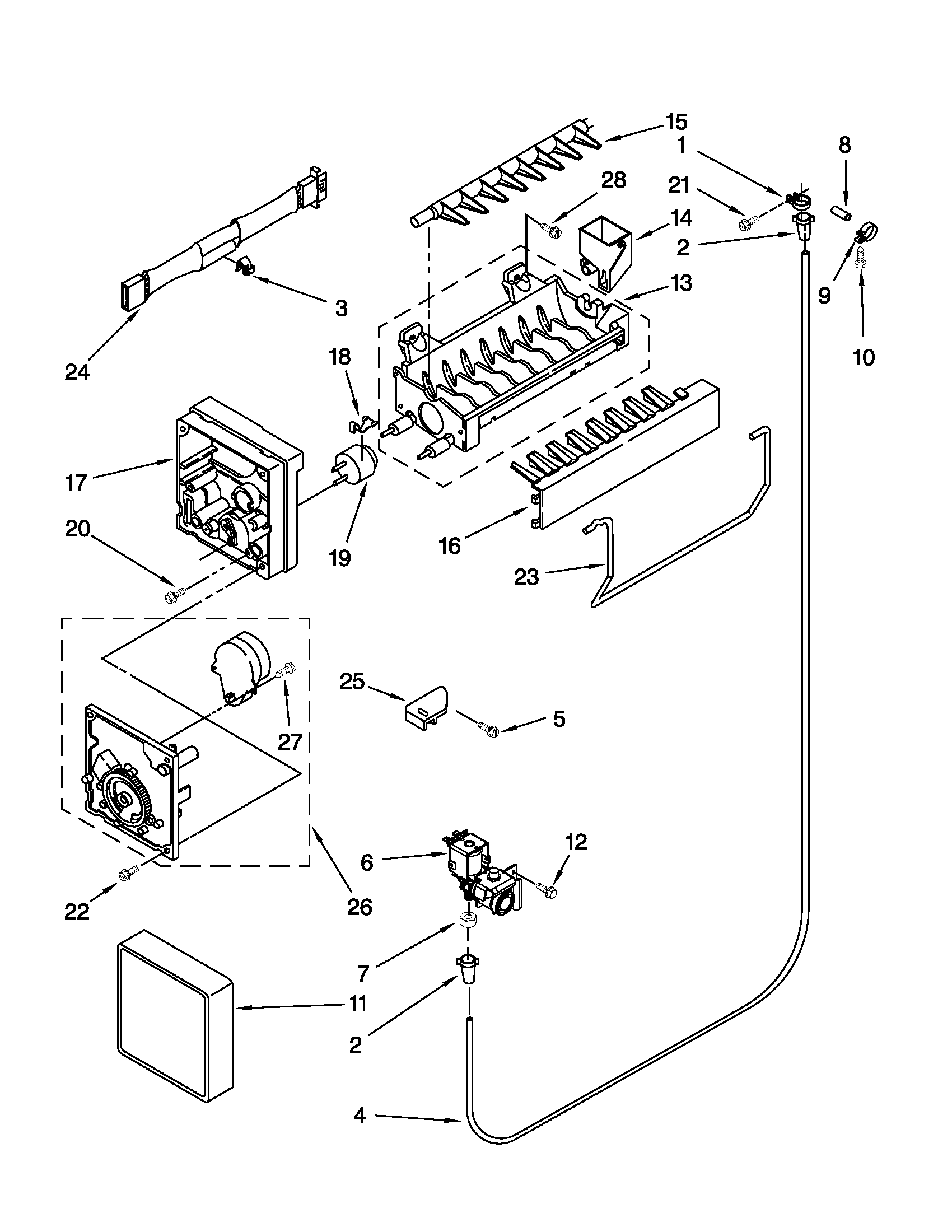 Whirlpool W8RXEGMWQ00 icemaker parts diagram