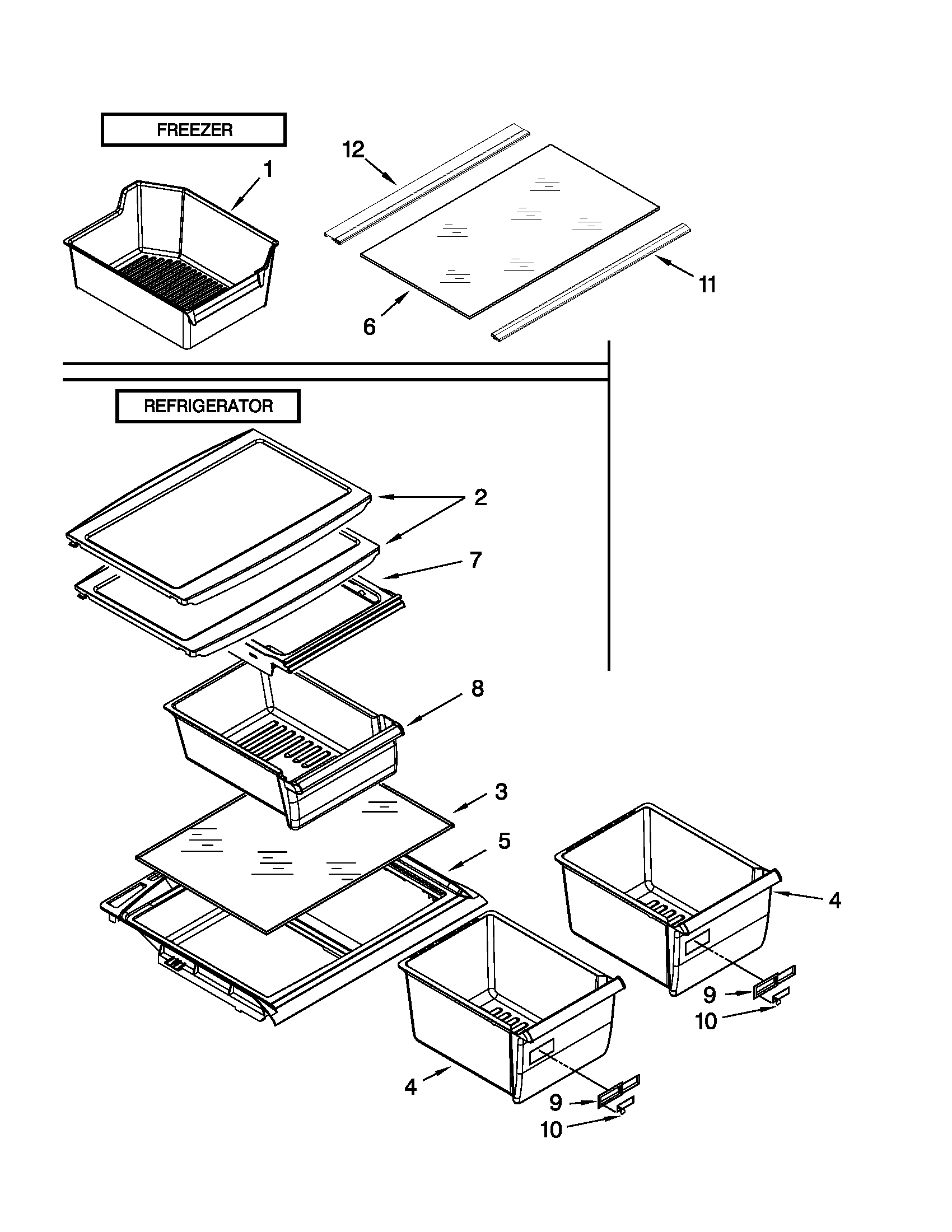 Whirlpool W8RXEGMWQ00 shelf parts diagram