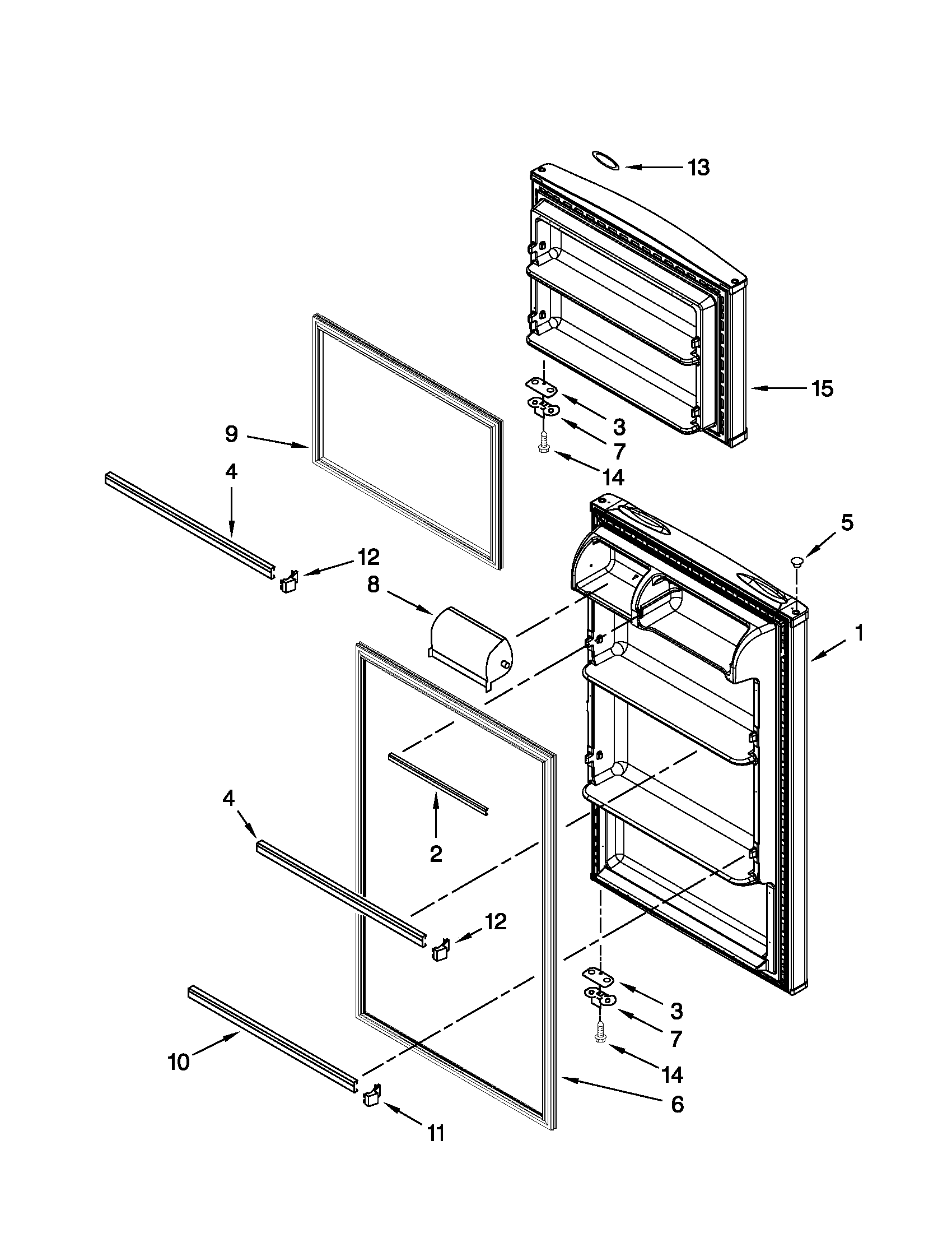 Whirlpool W8RXNGMWD02 door parts diagram