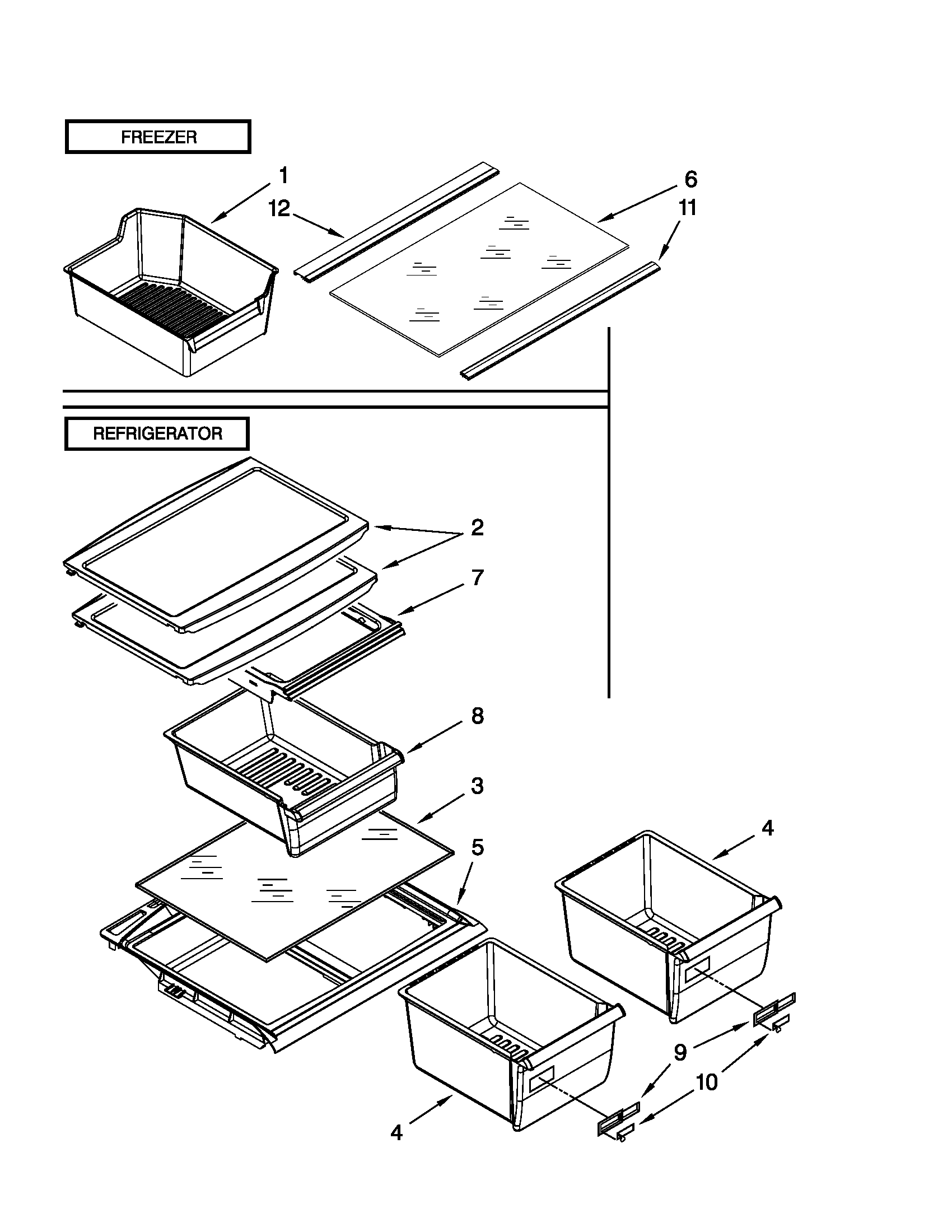 Whirlpool W8RXNGMWD02 shelf parts diagram