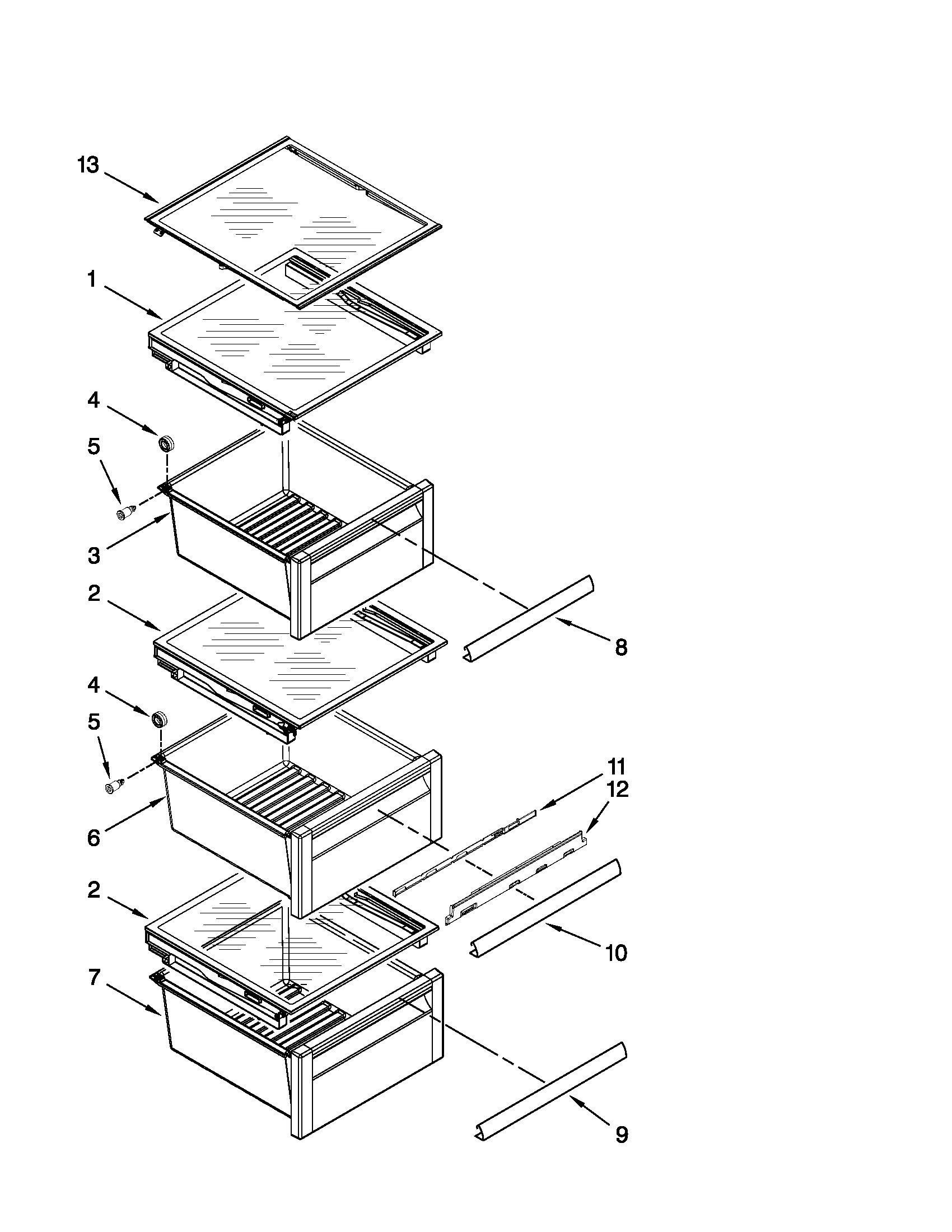 KitchenAid KSF26C4XYY00 refrigerator shelf parts diagram