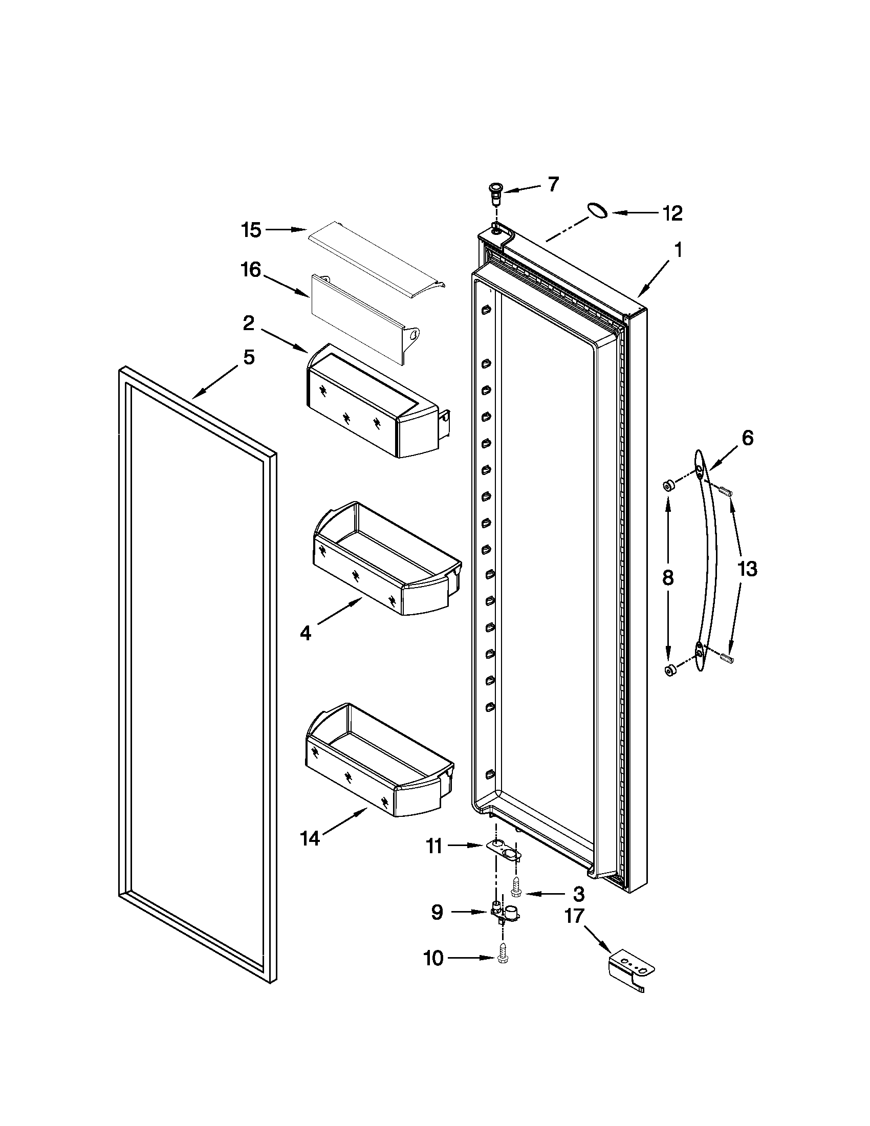 Whirlpool GSS26C4XXY02 refrigerator door parts diagram