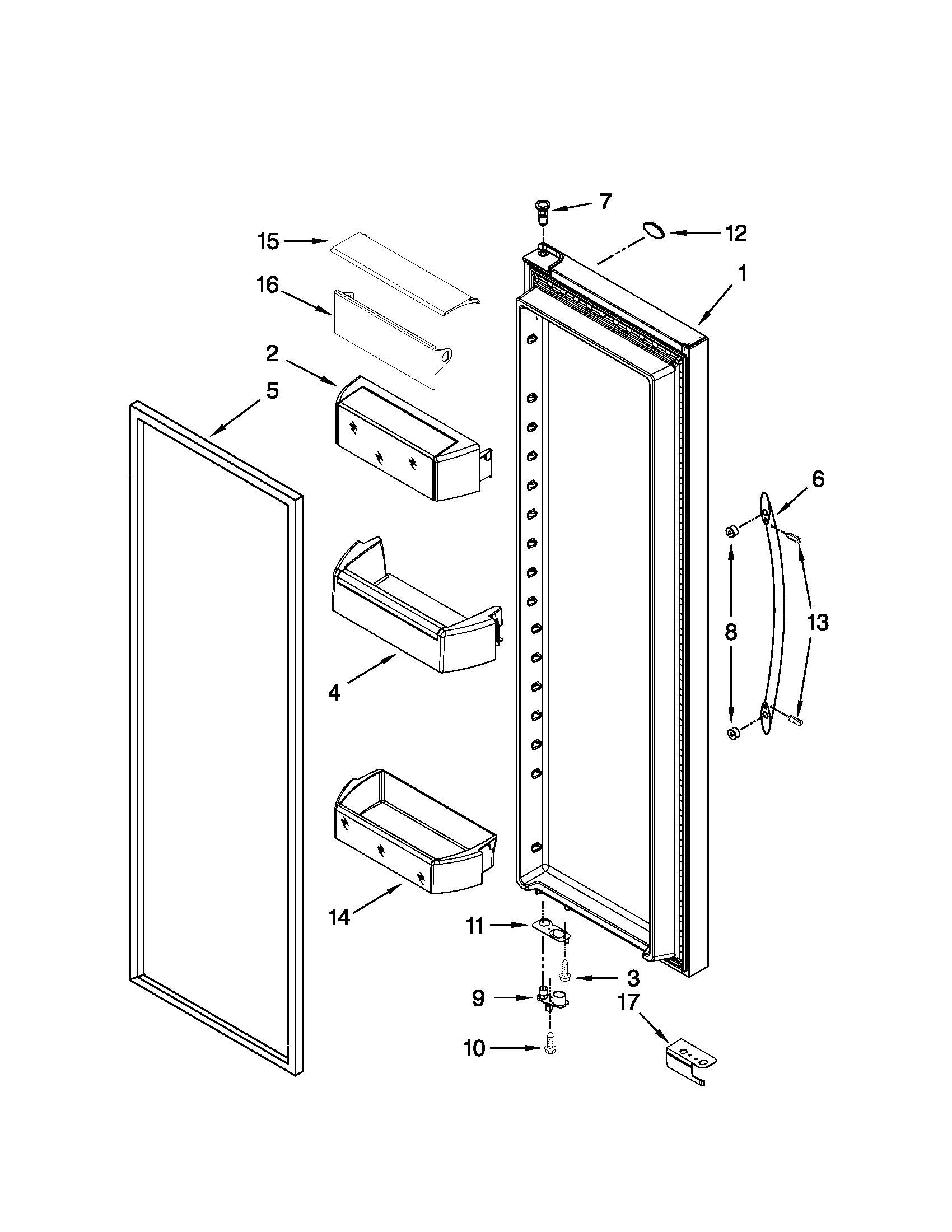 Whirlpool GSS26C5XXW03 refrigerator door parts diagram