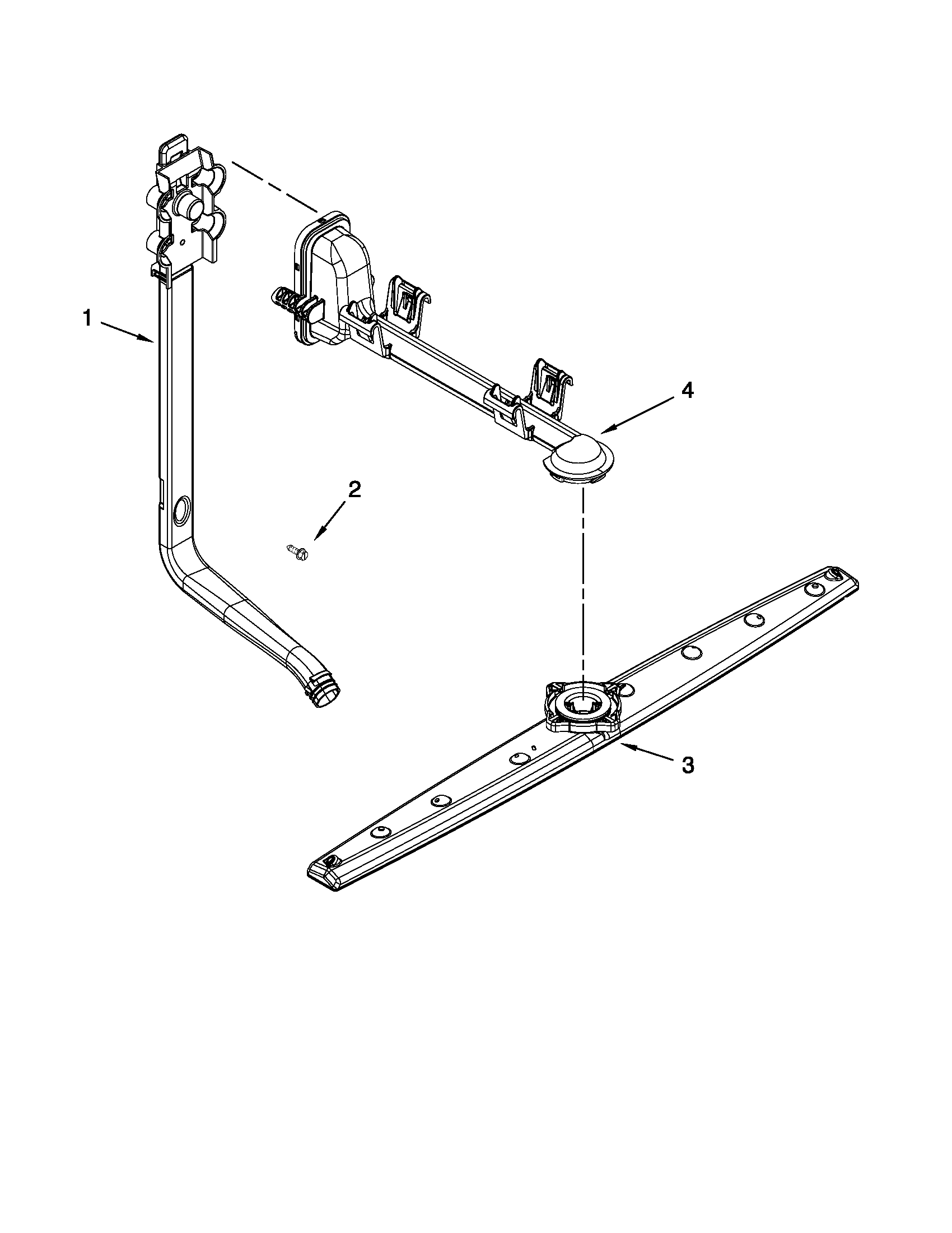Whirlpool WDF310PAAS0 upper wash and rinse parts diagram
