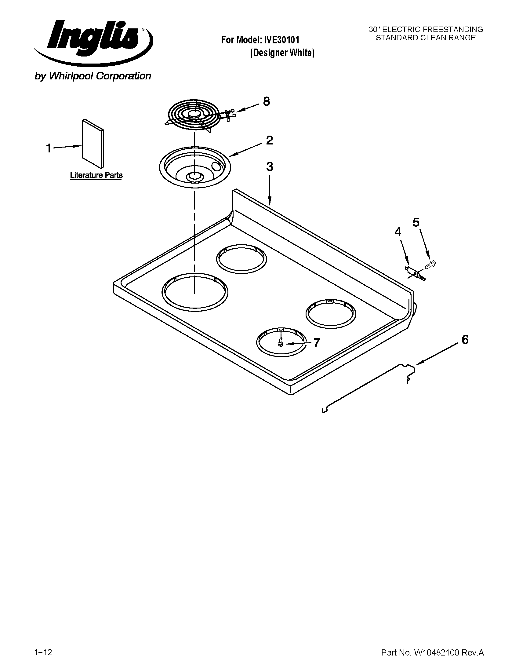 Inglis IVE30101 cooktop parts diagram