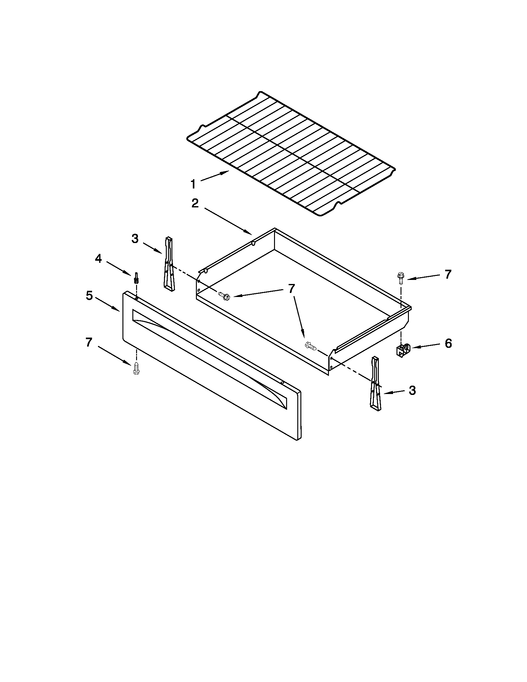 Inglis IVE30101 drawer & broiler parts diagram