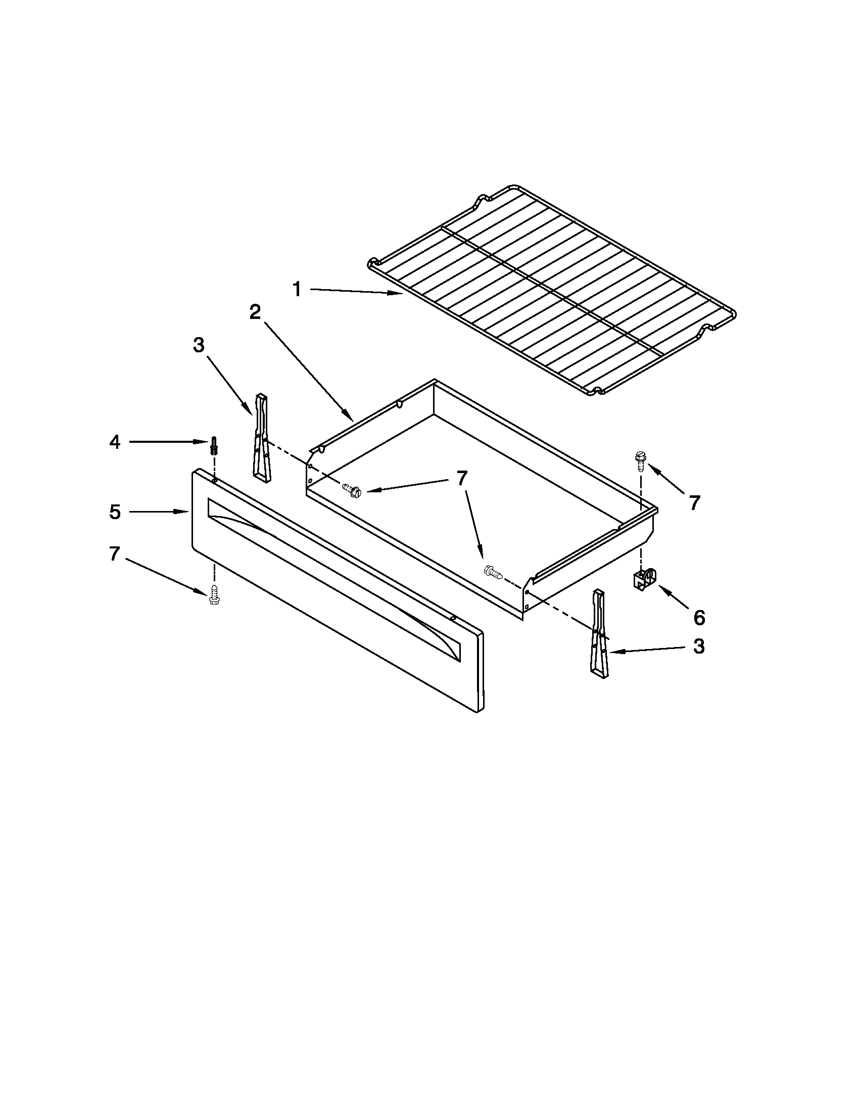 Ikea IES350XW1 drawer & broiler parts diagram