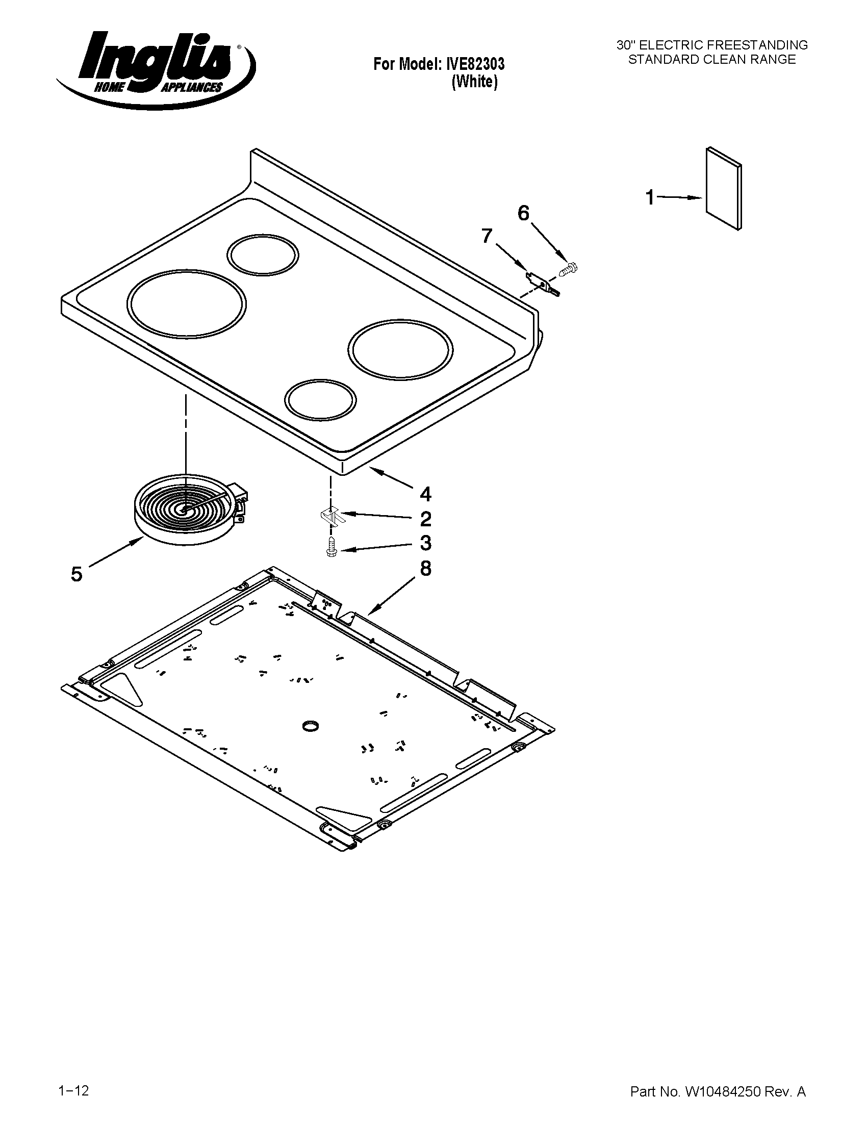 Inglis IVE82303 cooktop parts diagram