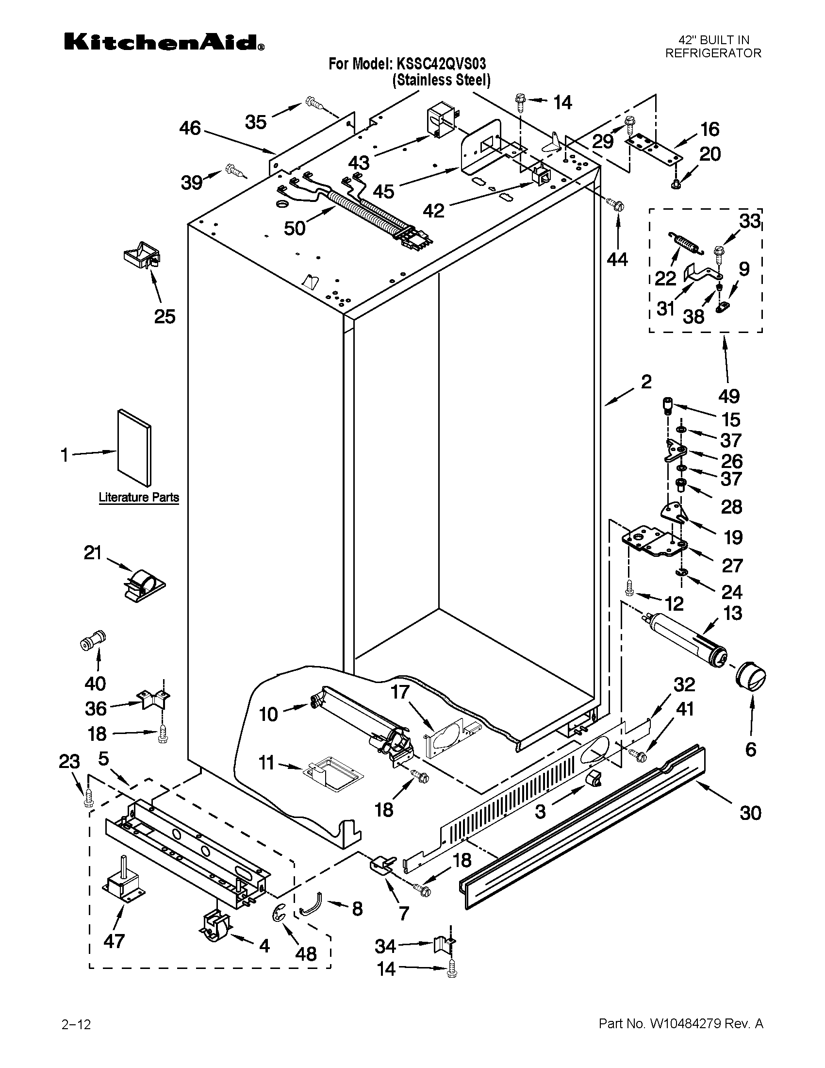 KitchenAid KSSC42QVS03 cabinet parts diagram