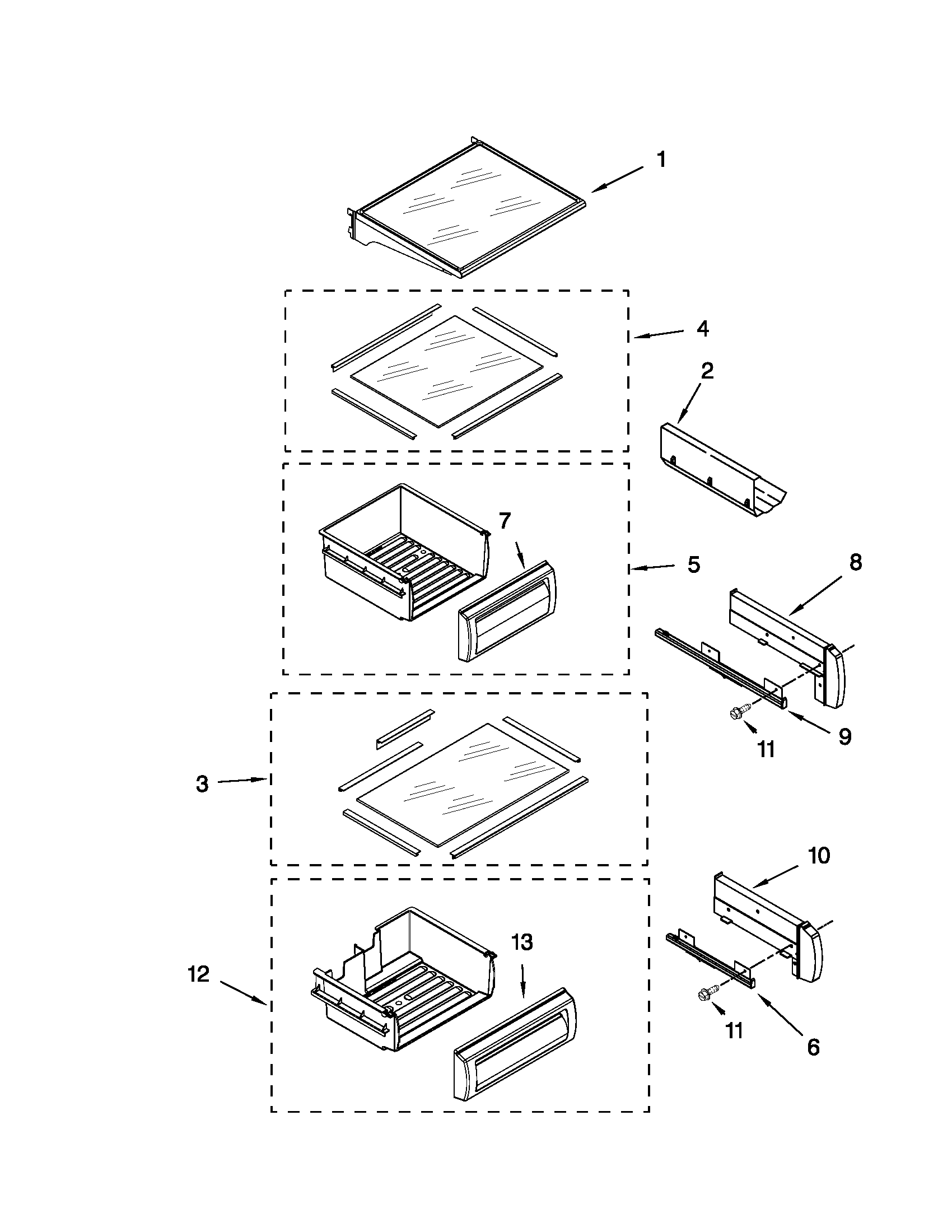 KitchenAid KSSC42QVS03 refrigerator shelf parts diagram