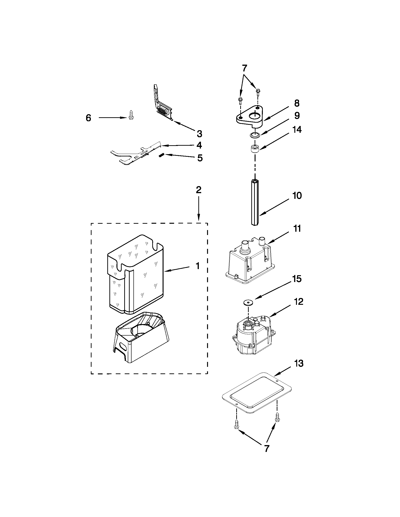 KitchenAid KSSC42QVS03 motor and ice container parts diagram