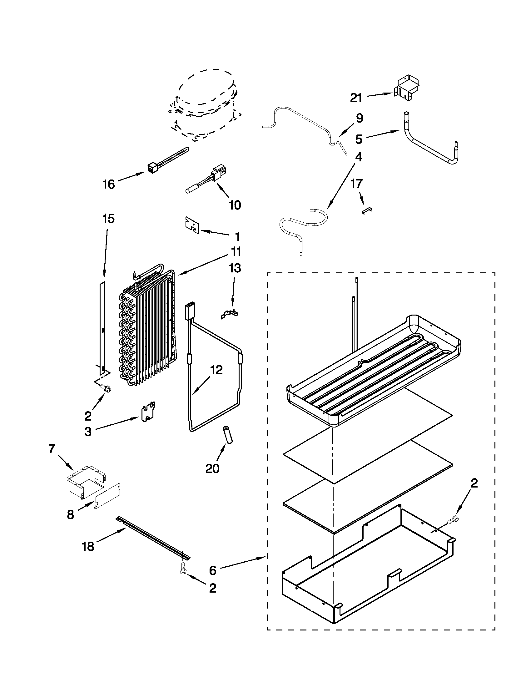 KitchenAid KSSC42QVS03 lower unit and tube parts diagram
