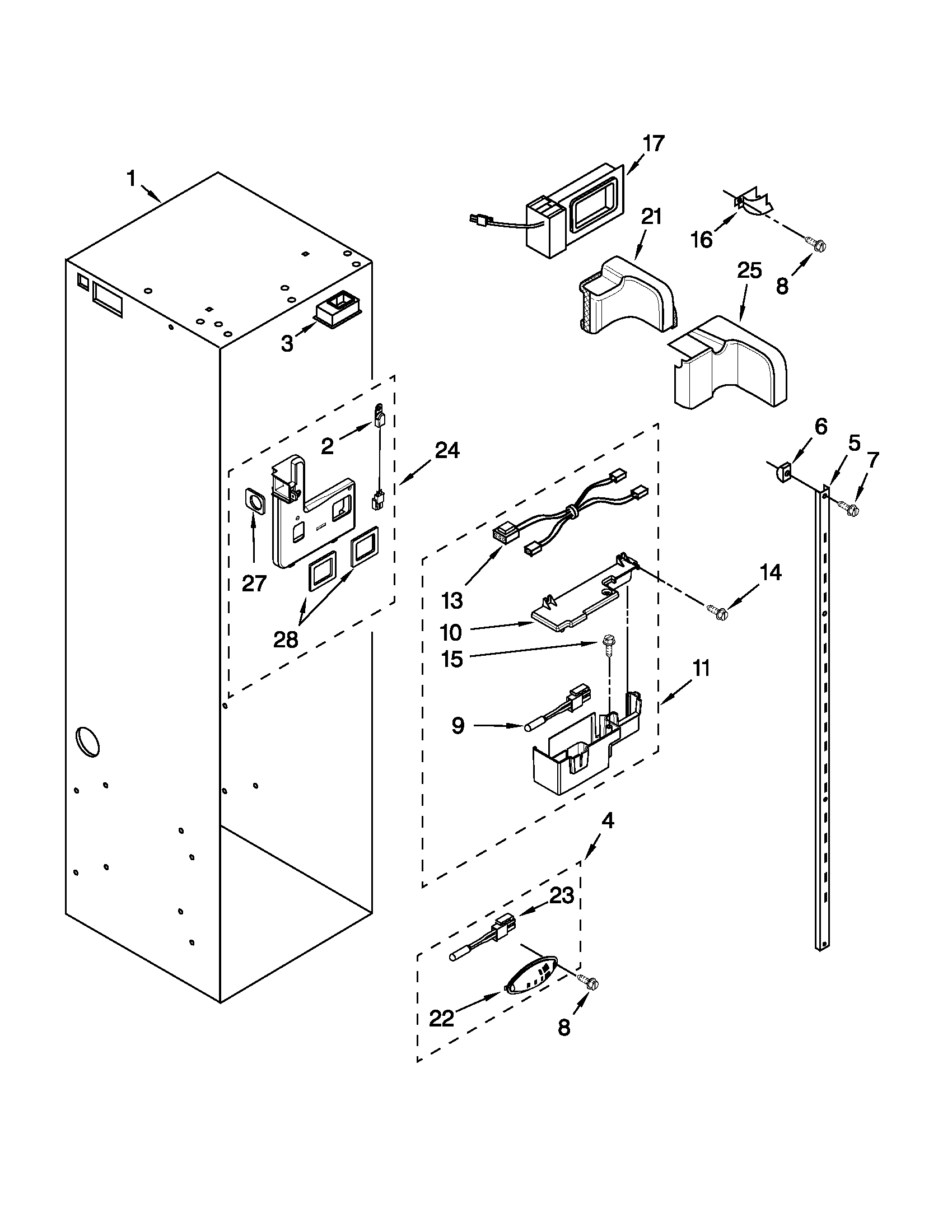 KitchenAid KSSC48FTS15 refrigerator liner parts diagram
