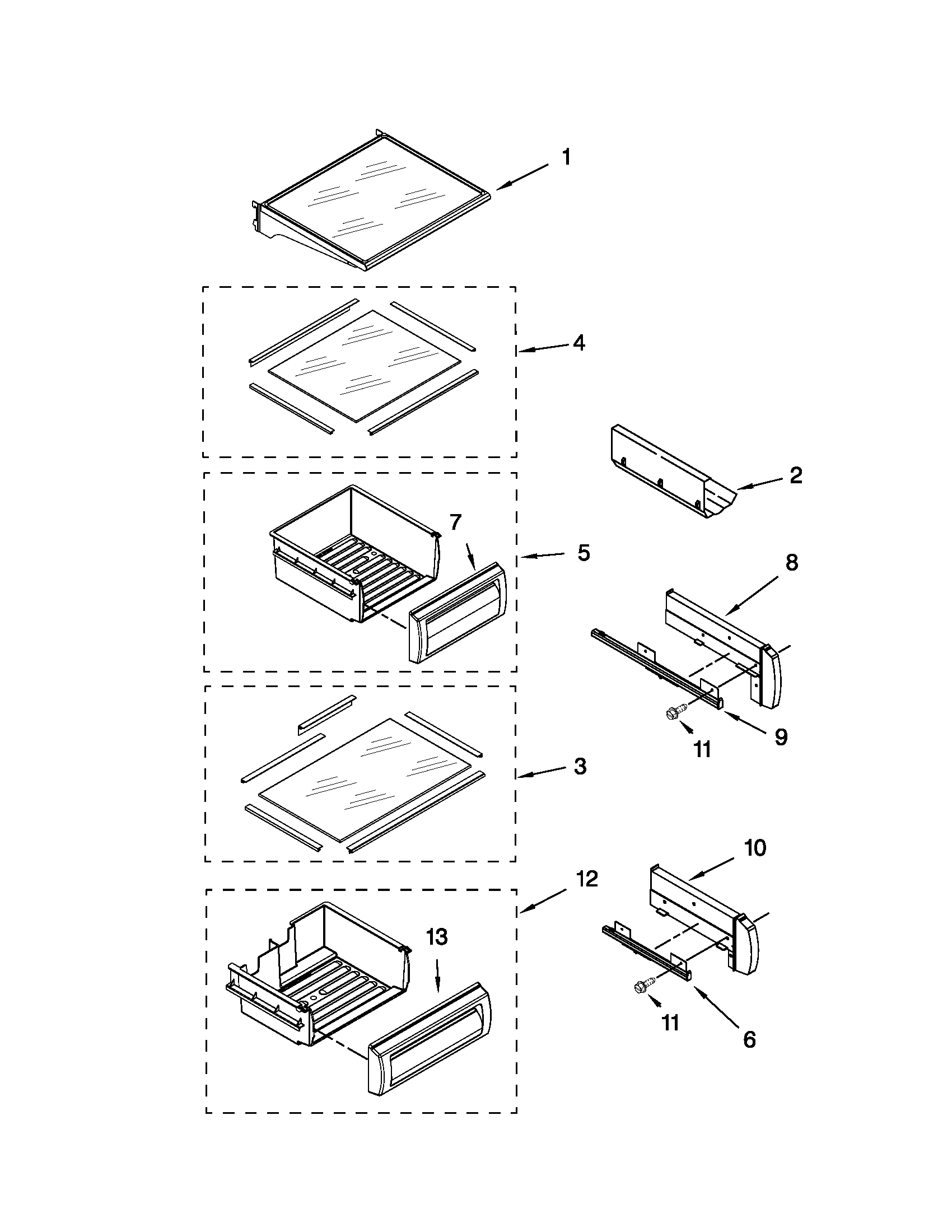 KitchenAid KSSC48FTS15 refrigerator shelf parts diagram