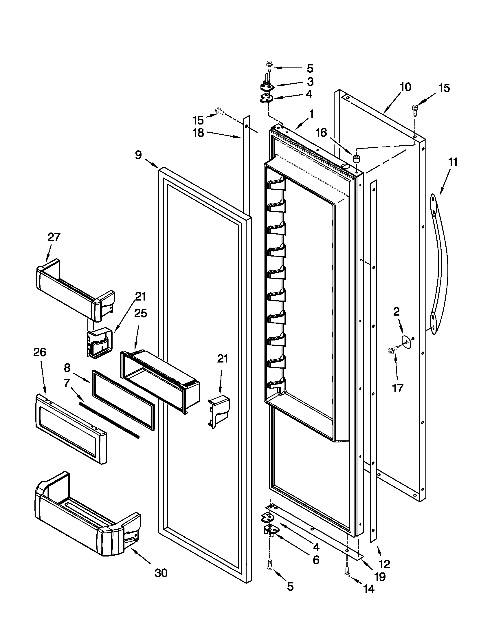 KitchenAid KSSC48FTS15 refrigerator door parts diagram