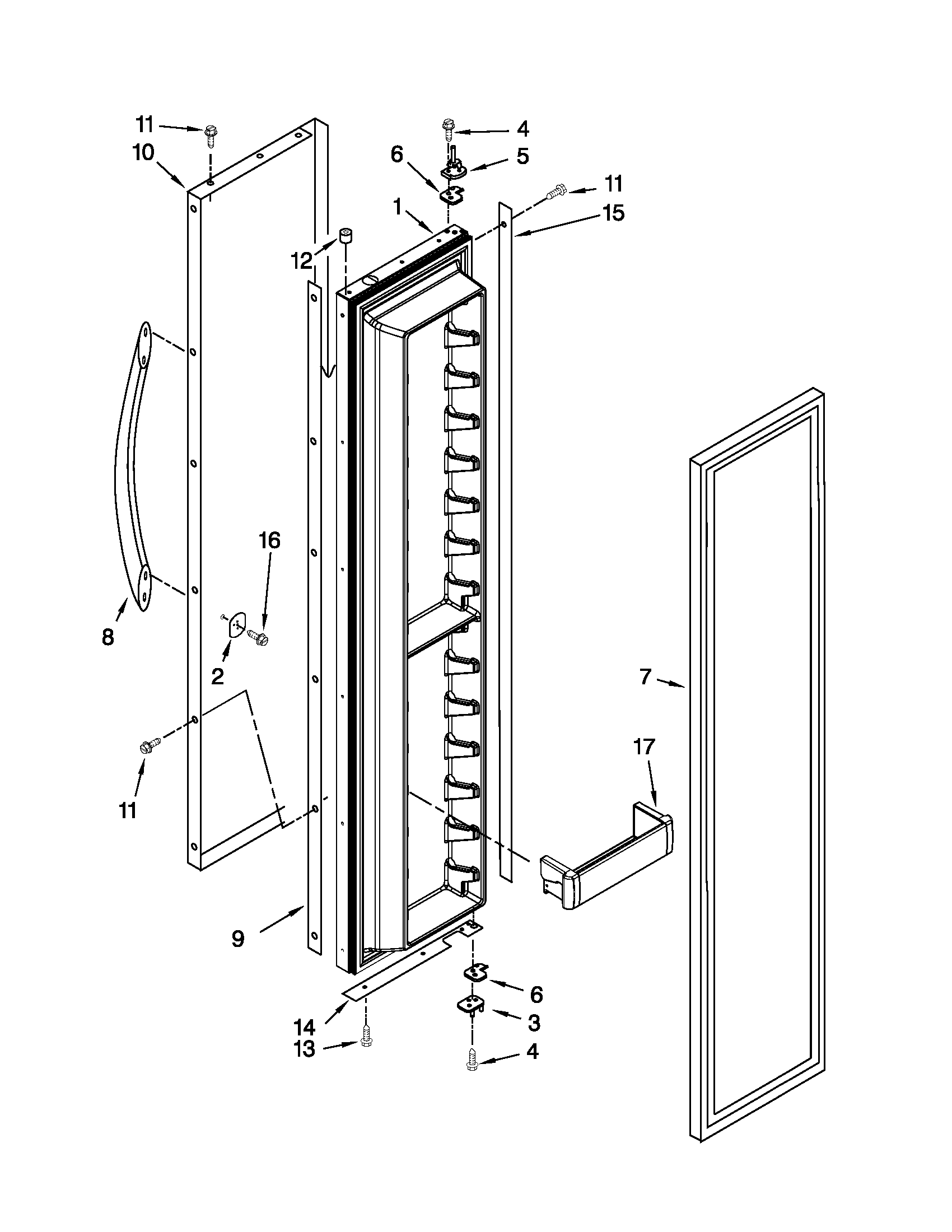 KitchenAid KSSC48FTS15 freezer door parts diagram