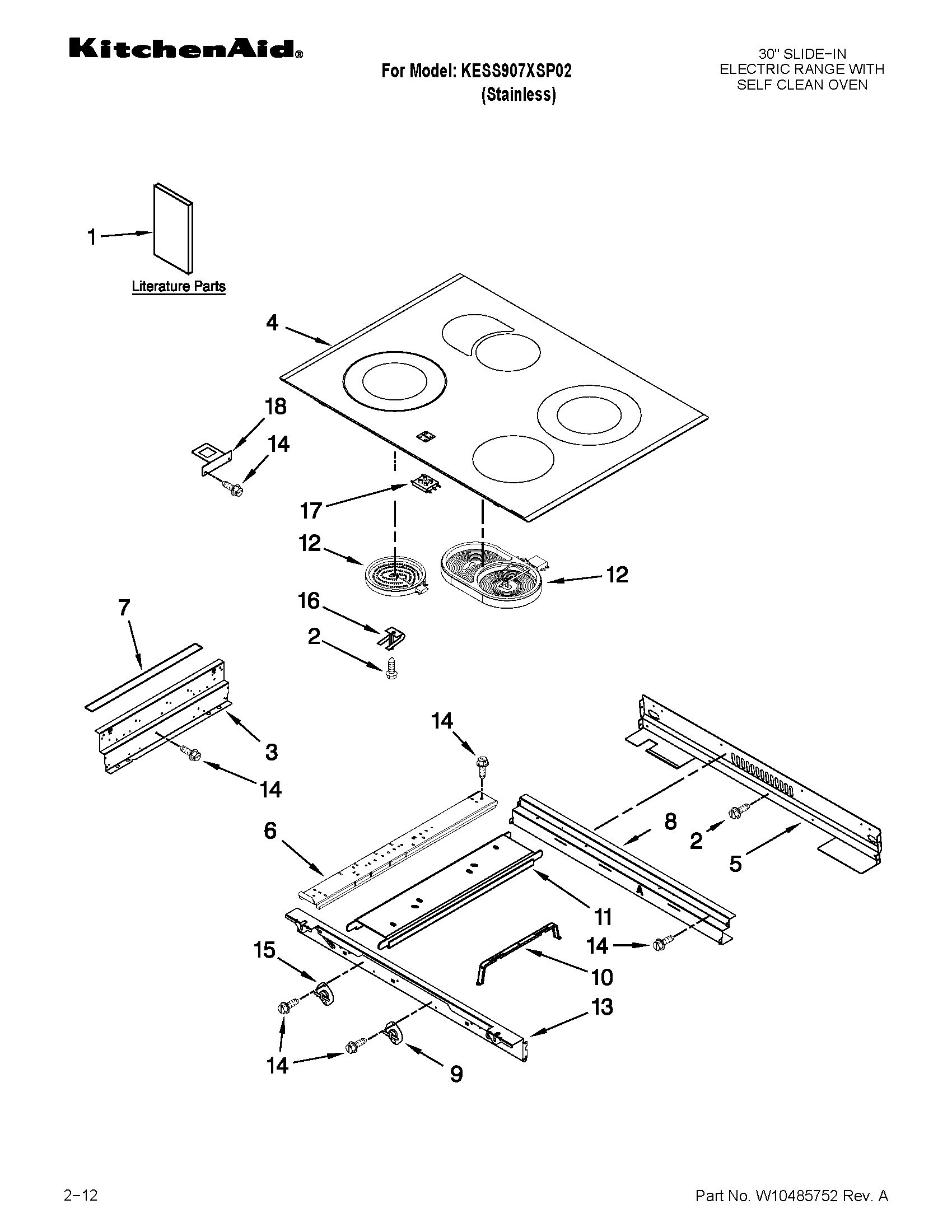 KitchenAid KESS907XSP02 cooktop parts diagram