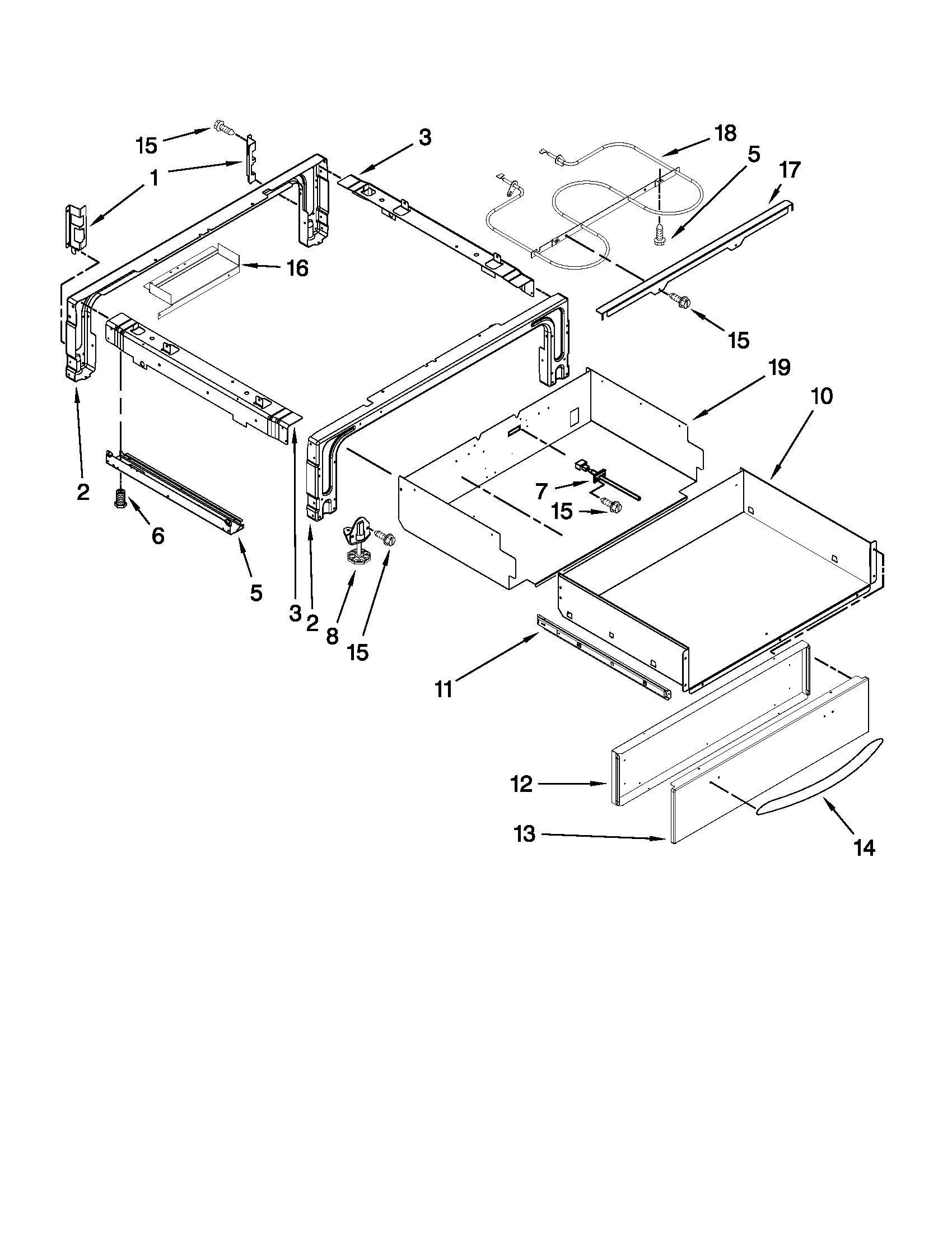 KitchenAid YKESS908SS05 drawer parts diagram