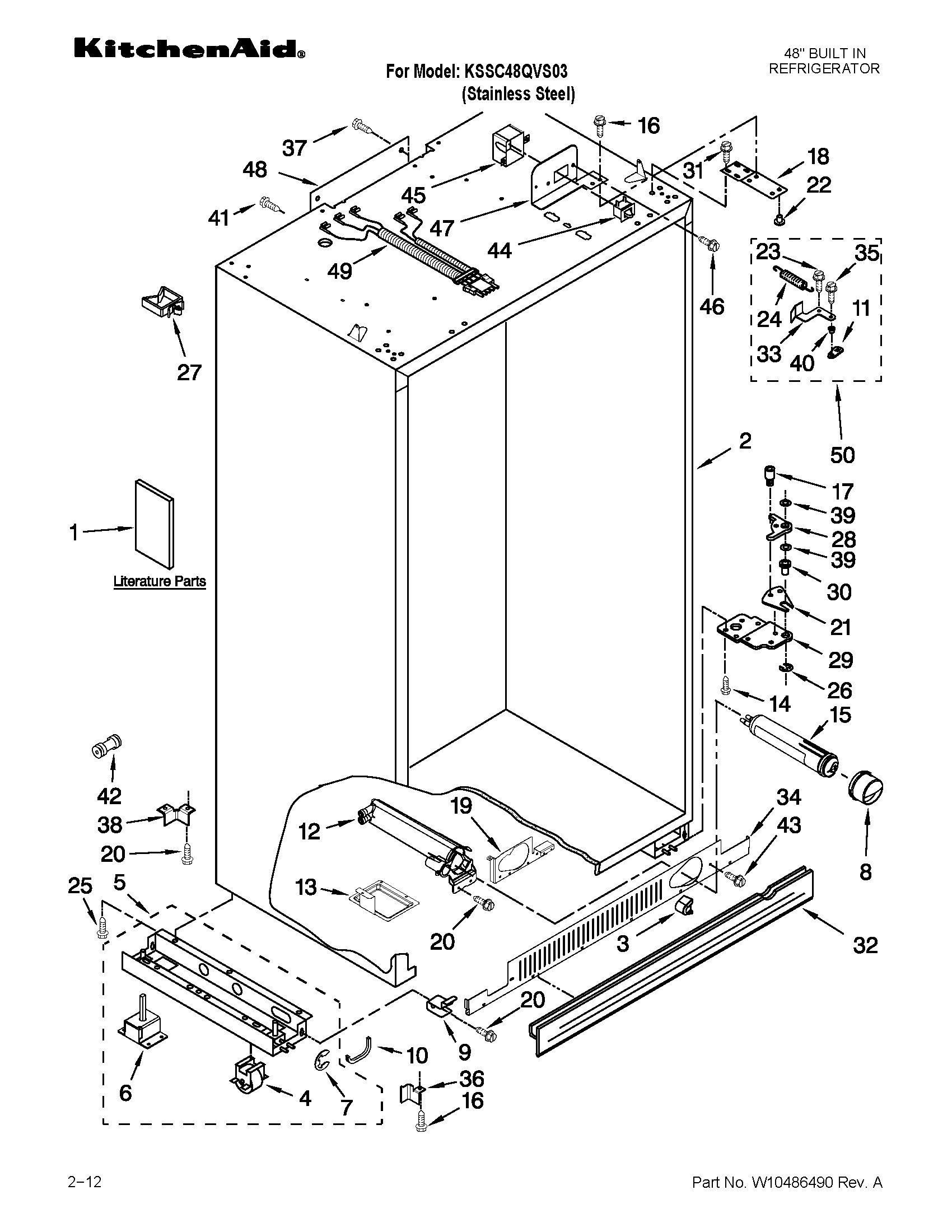 KitchenAid KSSC48QVS03 cabinet parts diagram