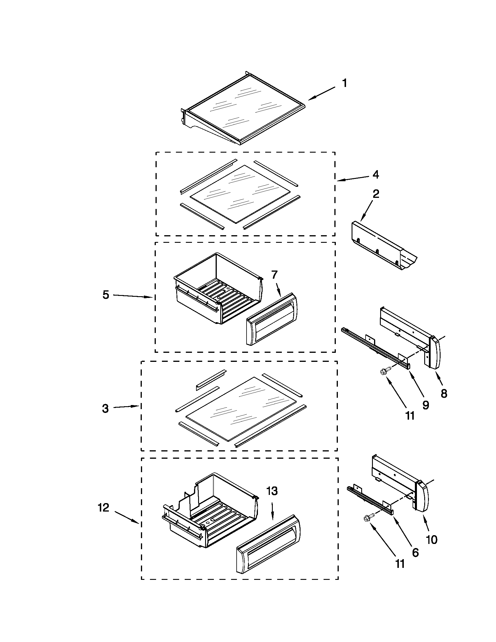 KitchenAid KSSC48QVS03 refrigerator shelf parts diagram