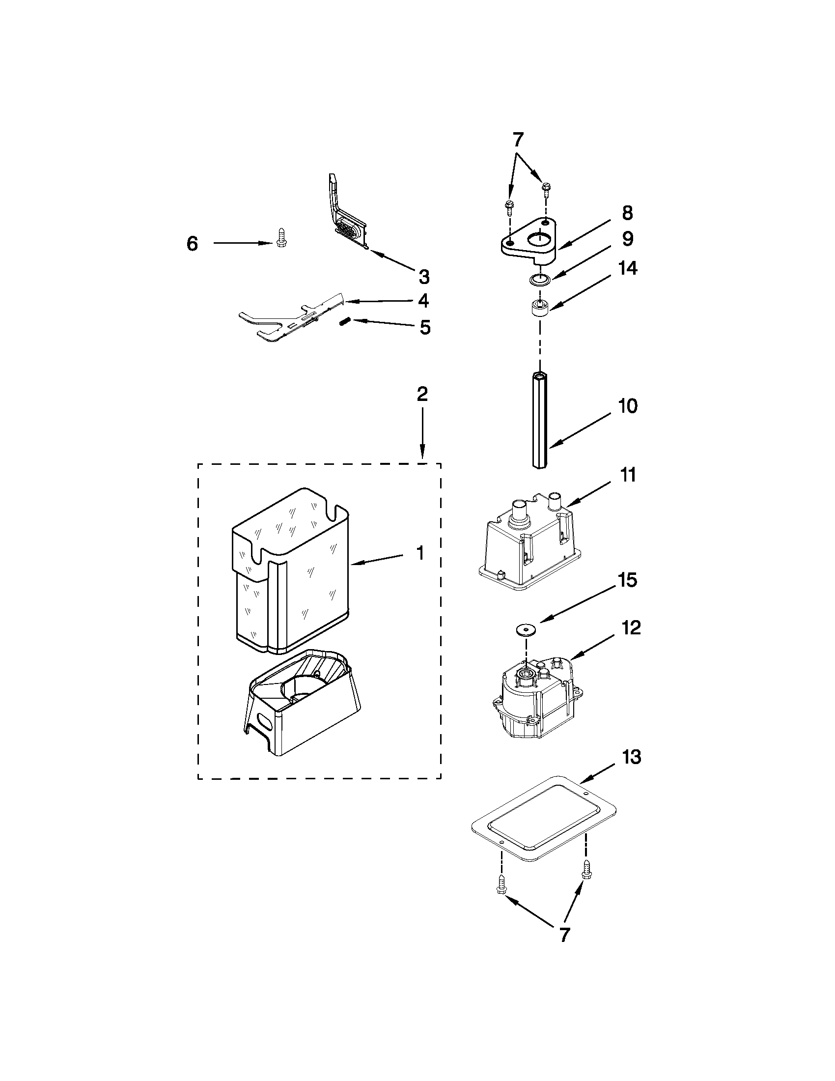 KitchenAid KSSC48QVS03 motor and ice container parts diagram